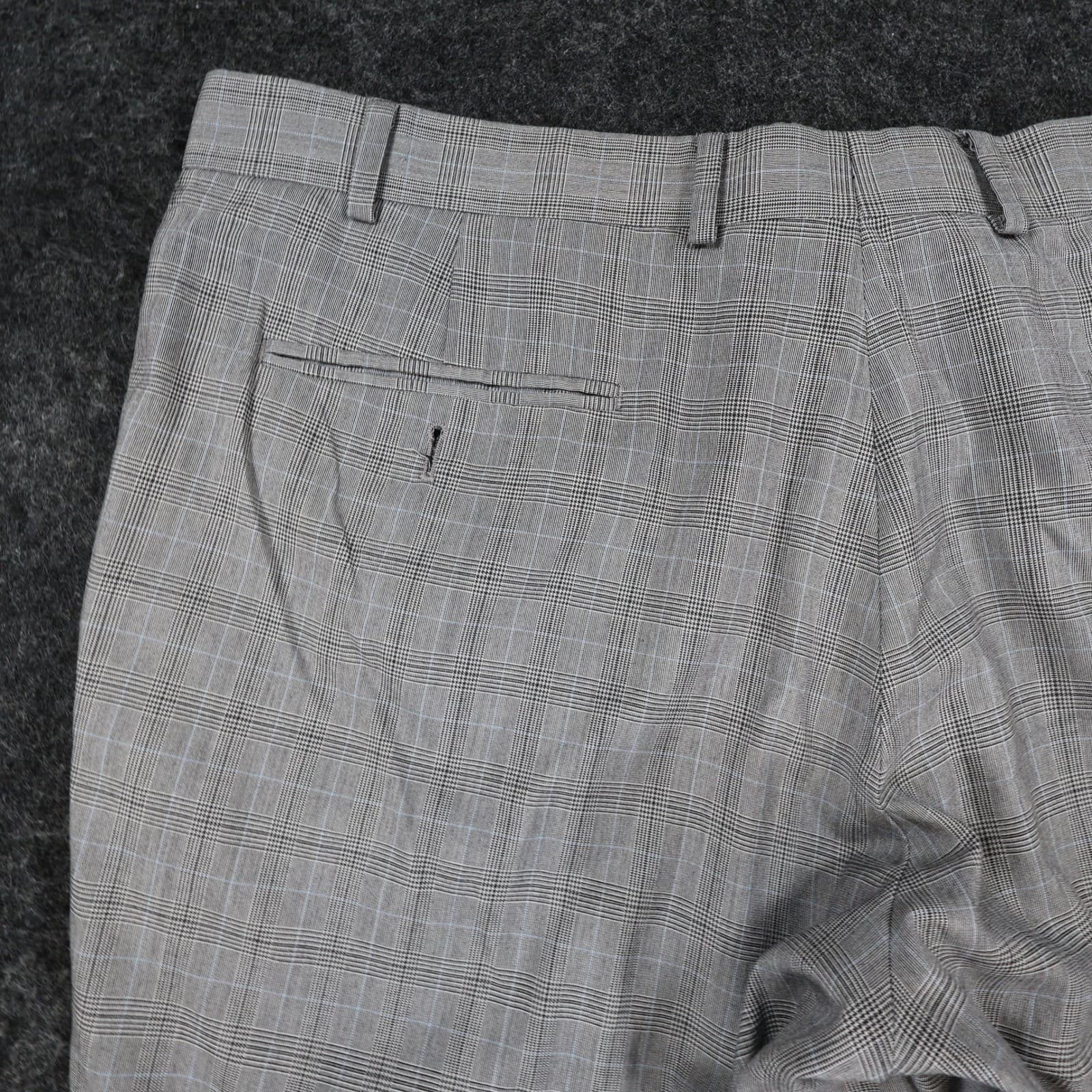 Perry Ellis Dress Pants Mens 40x32 Gray Polyester Viscose Plaid Portfolio Slacks - Thumbnail 11