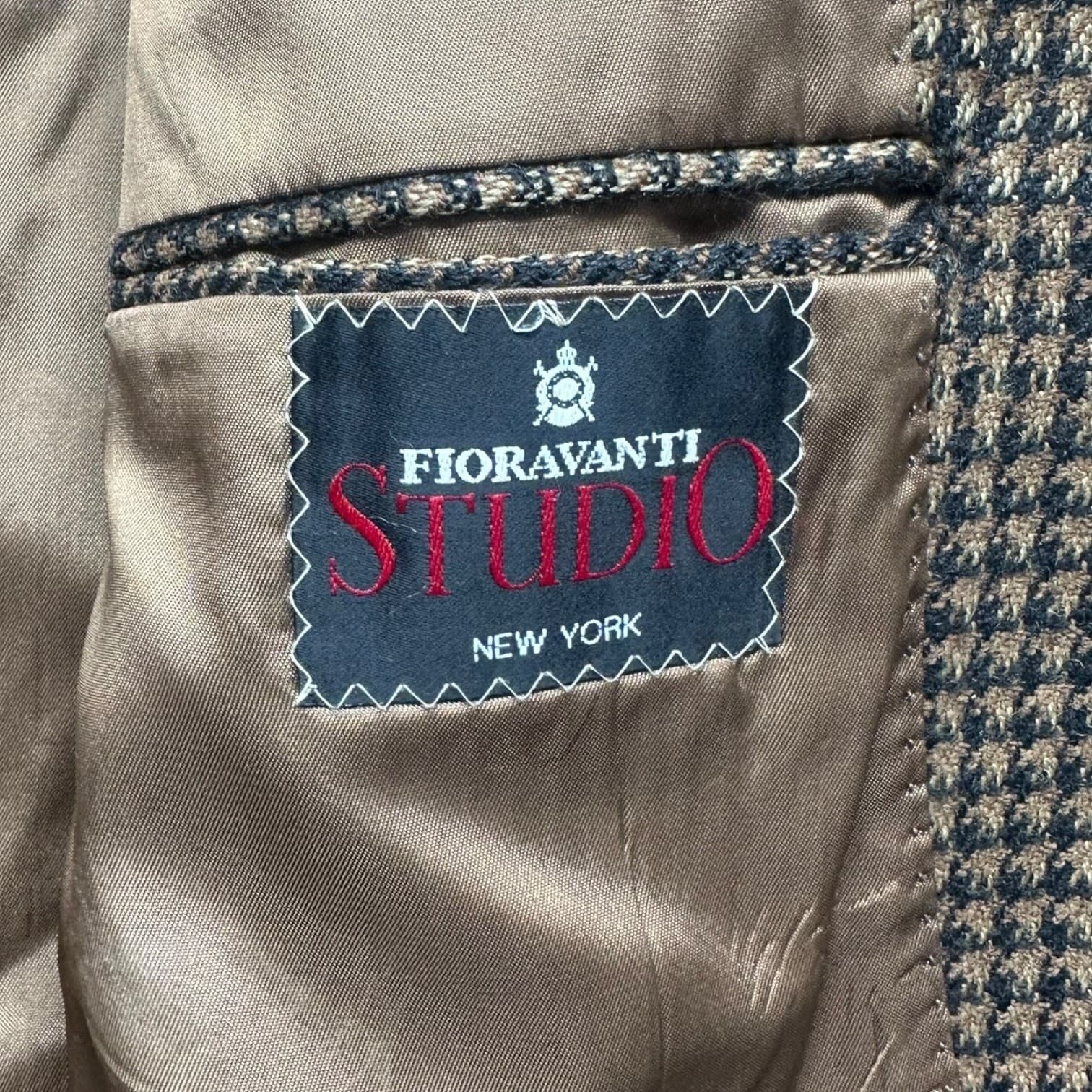 Fioravanti Studio 44R Beige Houndstooth Sport Coat - Thumbnail 3
