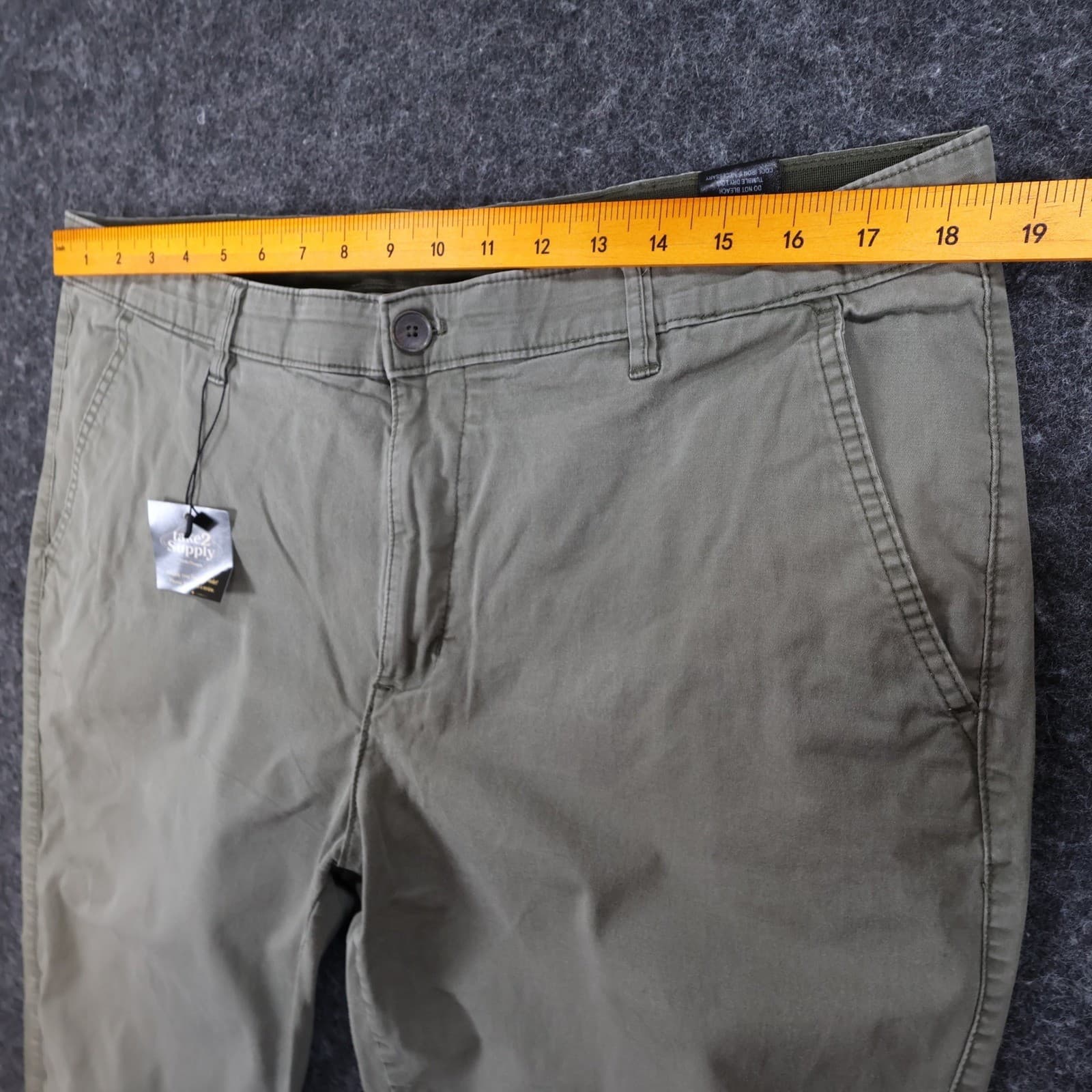 English Laundry Chino Pants Mens 38x32 Olive Green Cotton Stretch Straight Fit - Thumbnail 5