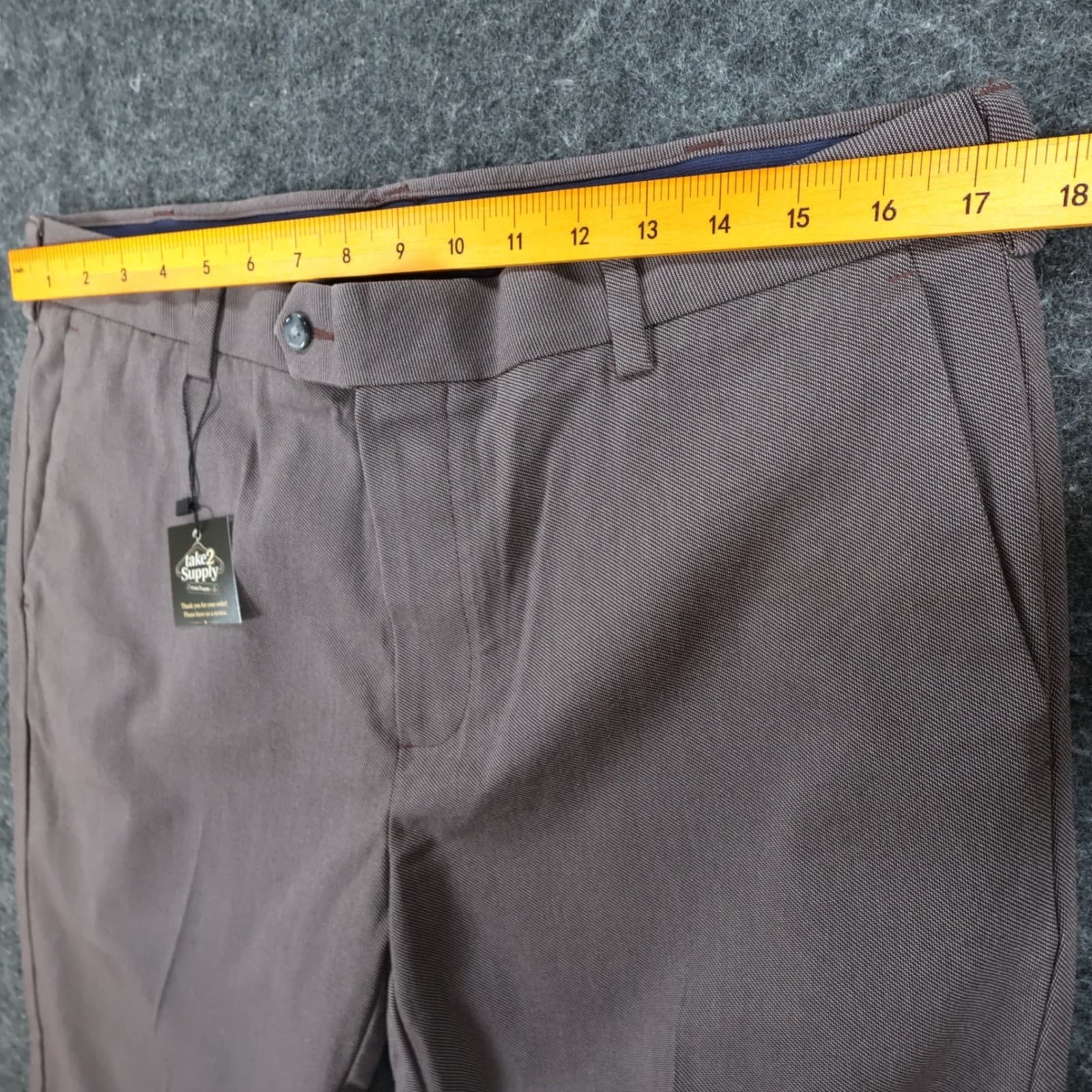 Roundtree & Yorke TravelSmart Pants Mens 36x32 Brown Cotton Stretch Dress Chino - Thumbnail 5