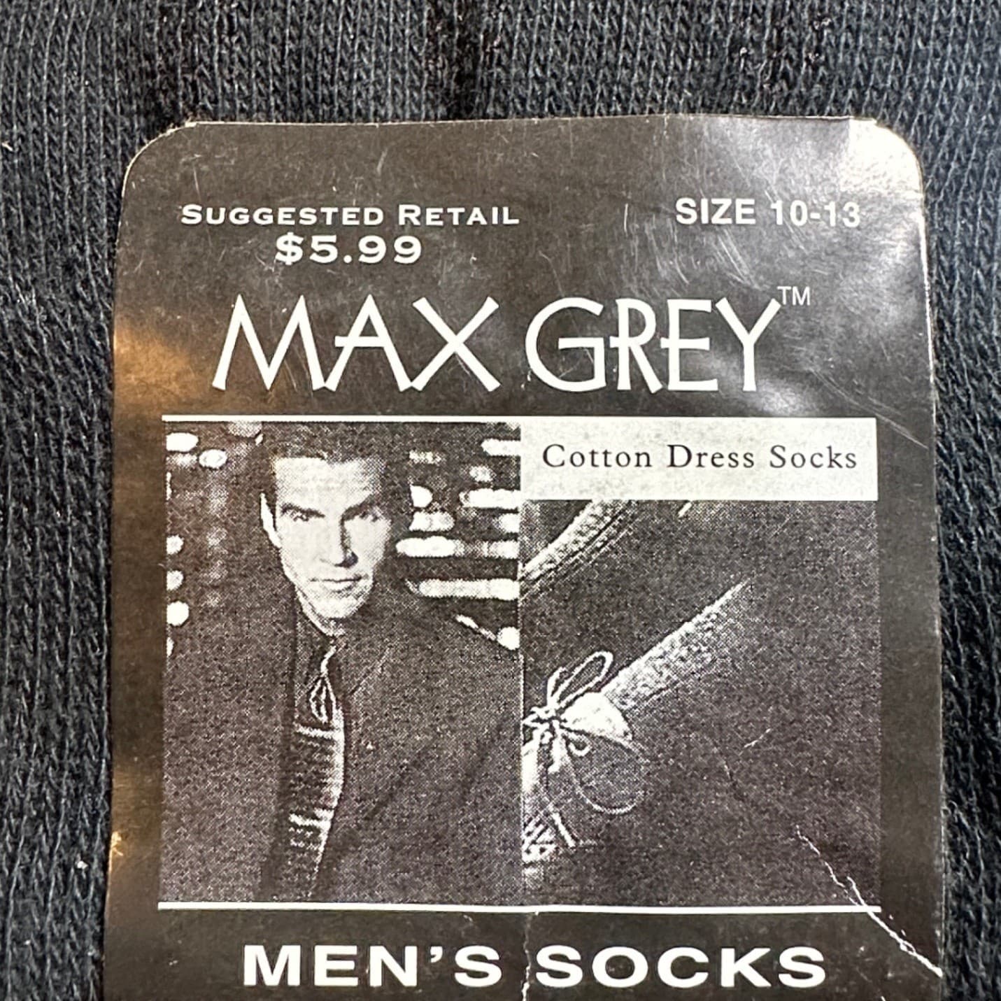 Vintage Max Grey Dress Socks Mens Size 10-13 Black New Cotton Rich Textured - Thumbnail 4