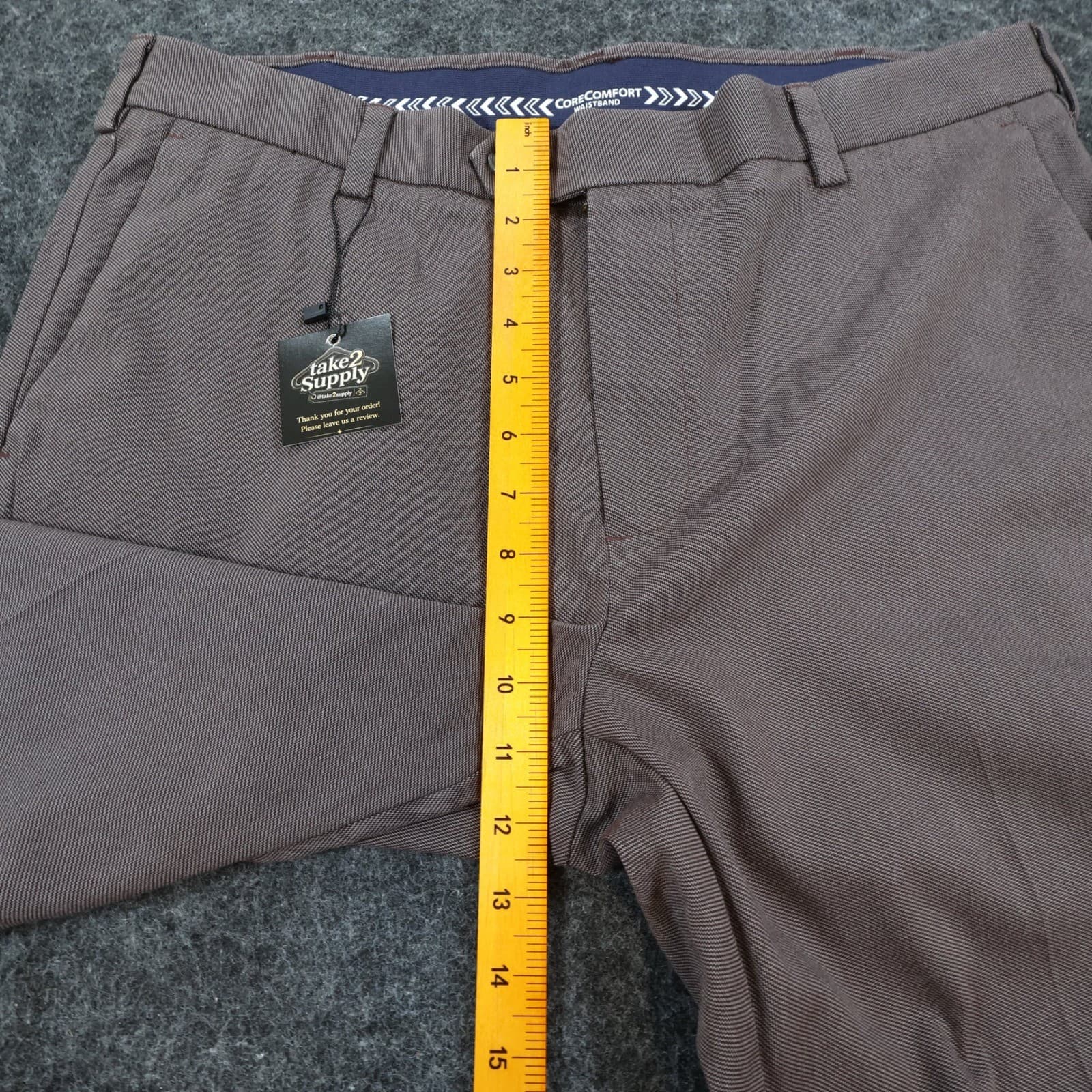 Roundtree & Yorke TravelSmart Pants Mens 36x32 Brown Cotton Stretch Dress Chino - Thumbnail 6