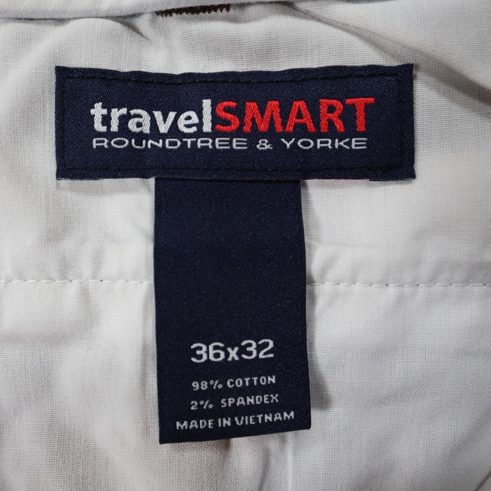 Roundtree & Yorke TravelSmart Pants Mens 36x32 Brown Cotton Stretch Dress Chino - Thumbnail 7
