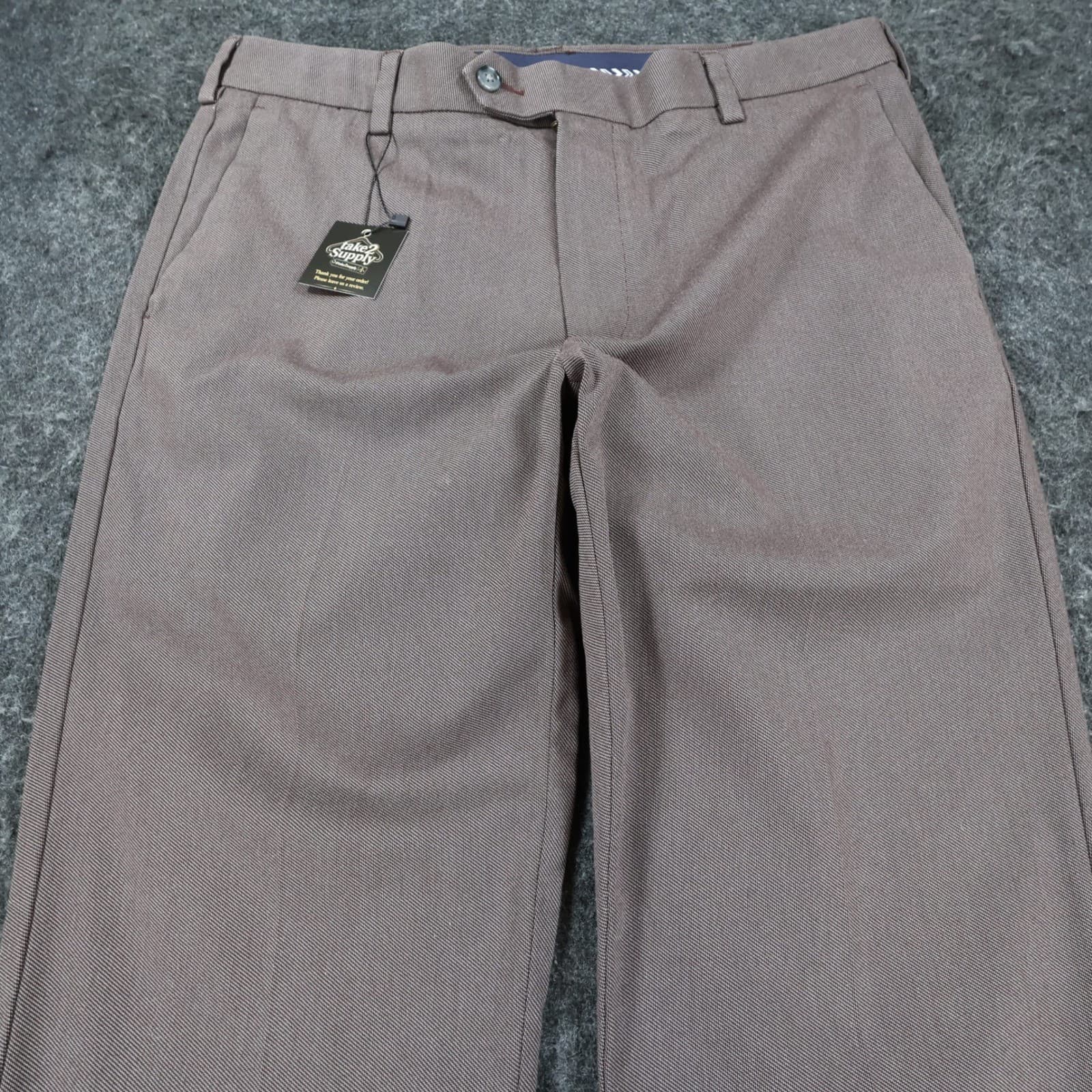 Roundtree & Yorke TravelSmart Pants Mens 36x32 Brown Cotton Stretch Dress Chino - Thumbnail 8