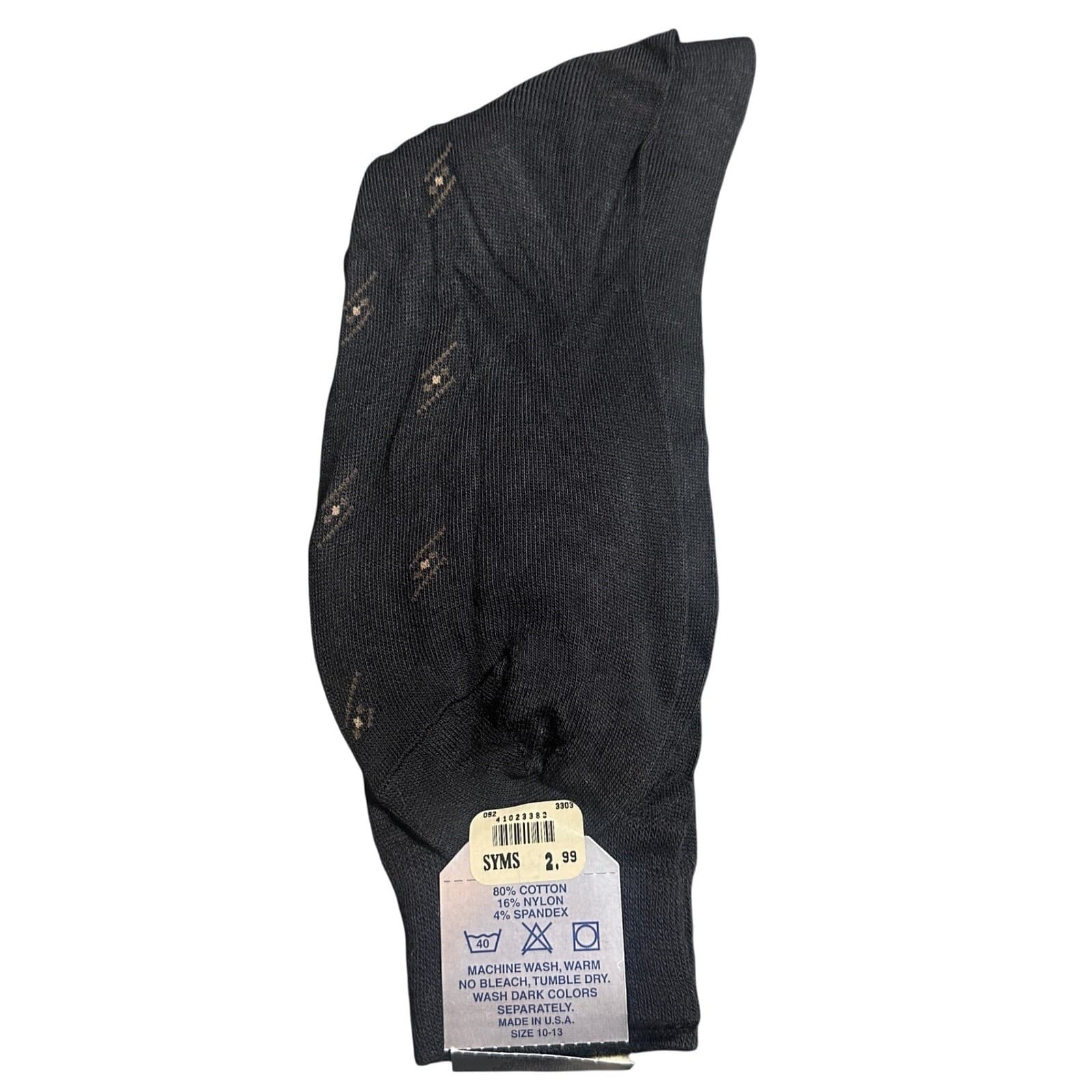 Chereskin Dress Socks Mens Size 10-13 Black New Geometric Cotton Blend USA Made - Thumbnail 2