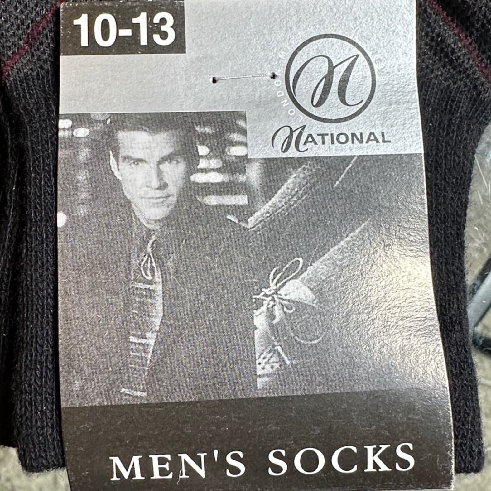 Vintage National Argyle Dress Socks Mens 10-13 Black Charcoal NEW - Thumbnail 3
