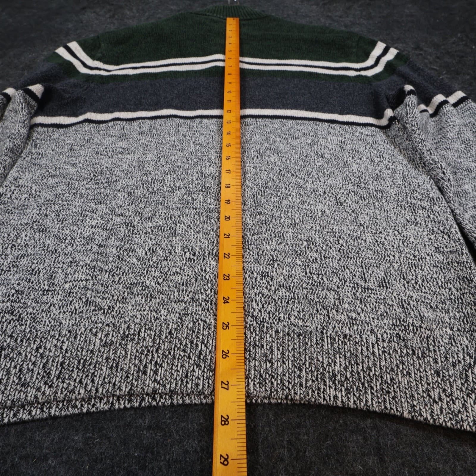 Chaps Sweater Mens L Green Gray Cotton Colorblock Mock Neck Quarter Button - Thumbnail 5