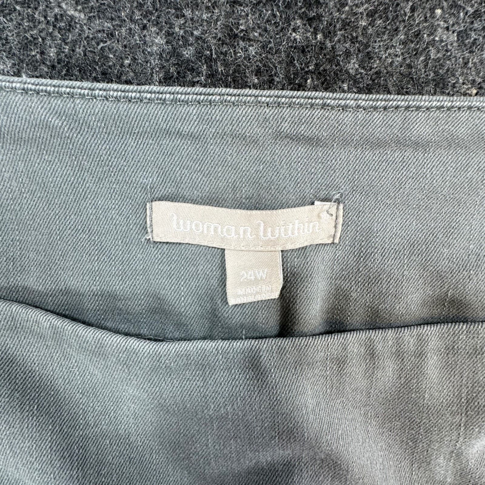 Woman Within Crop Pants Womens 24W Gray Cotton Blend Pull On Stretch Casual - Thumbnail 7