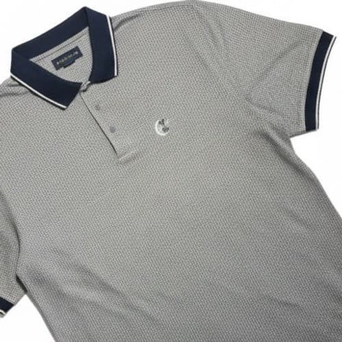 IZOD Club Mens Polo Shirt Grey Micro Pattern Short Sleeve Button Neck Size XL - Thumbnail 3