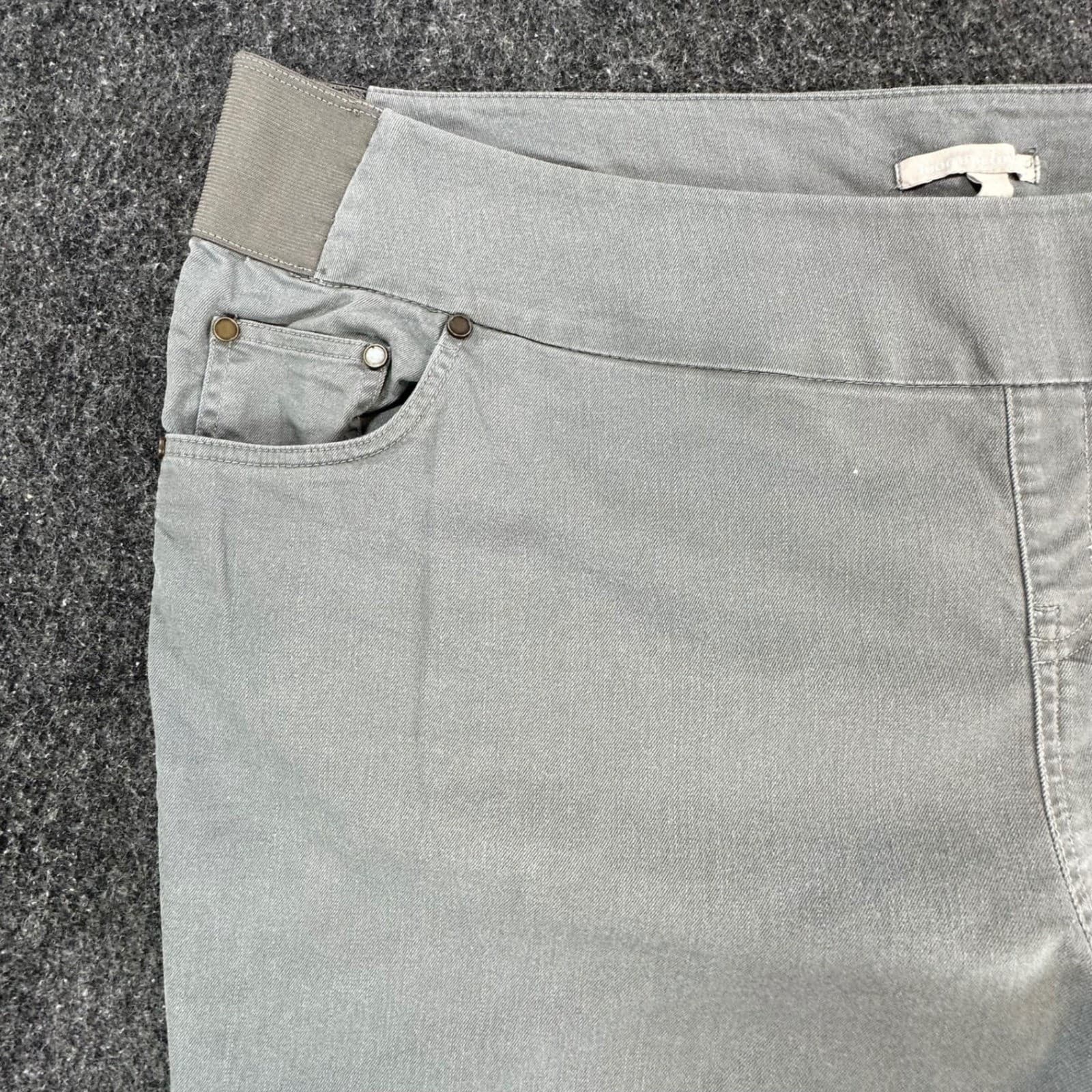 Woman Within Crop Pants Womens 24W Gray Cotton Blend Pull On Stretch Casual - Thumbnail 10