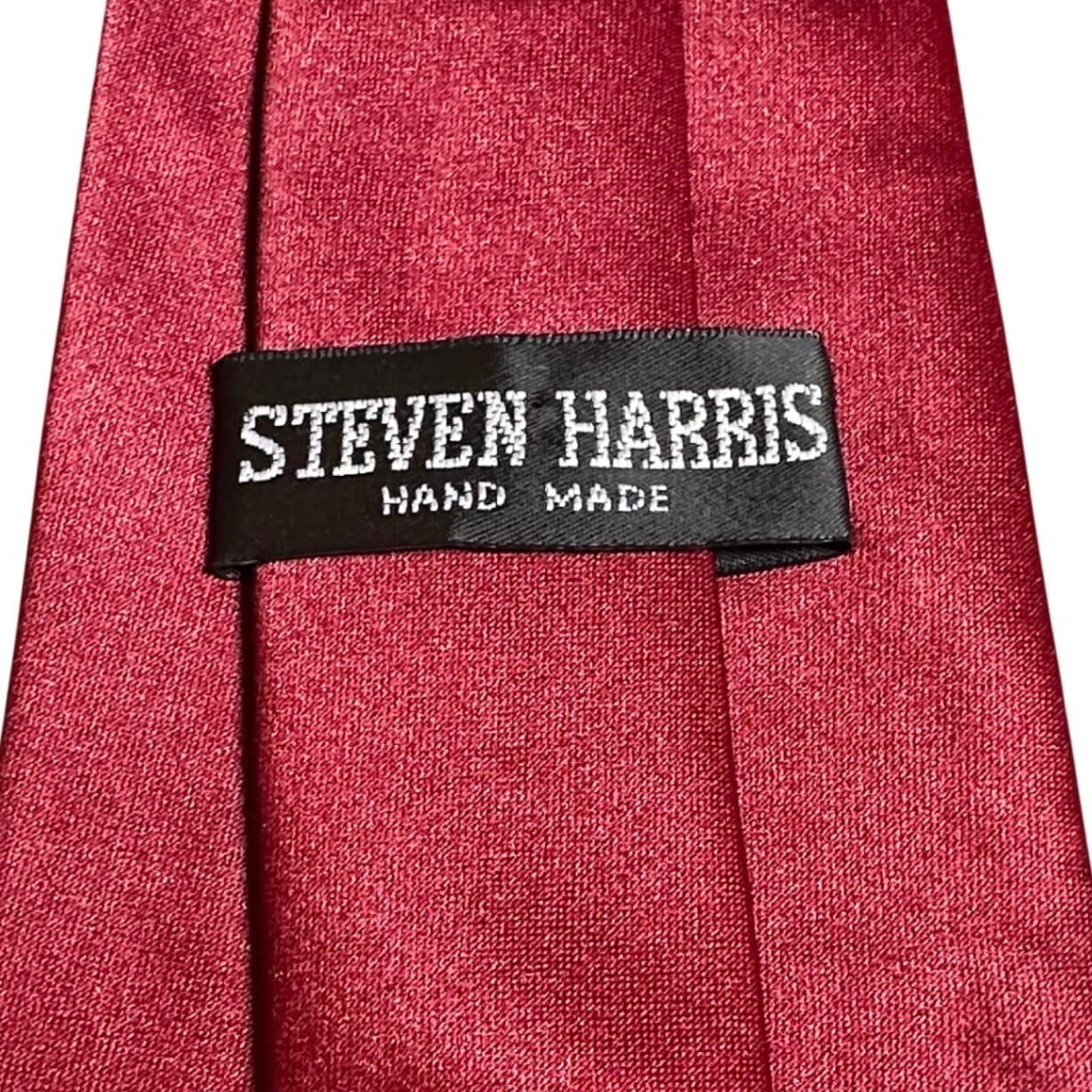Steven Harris Necktie Mens 58" Burgundy Red Solid Classic Satin - Thumbnail 7