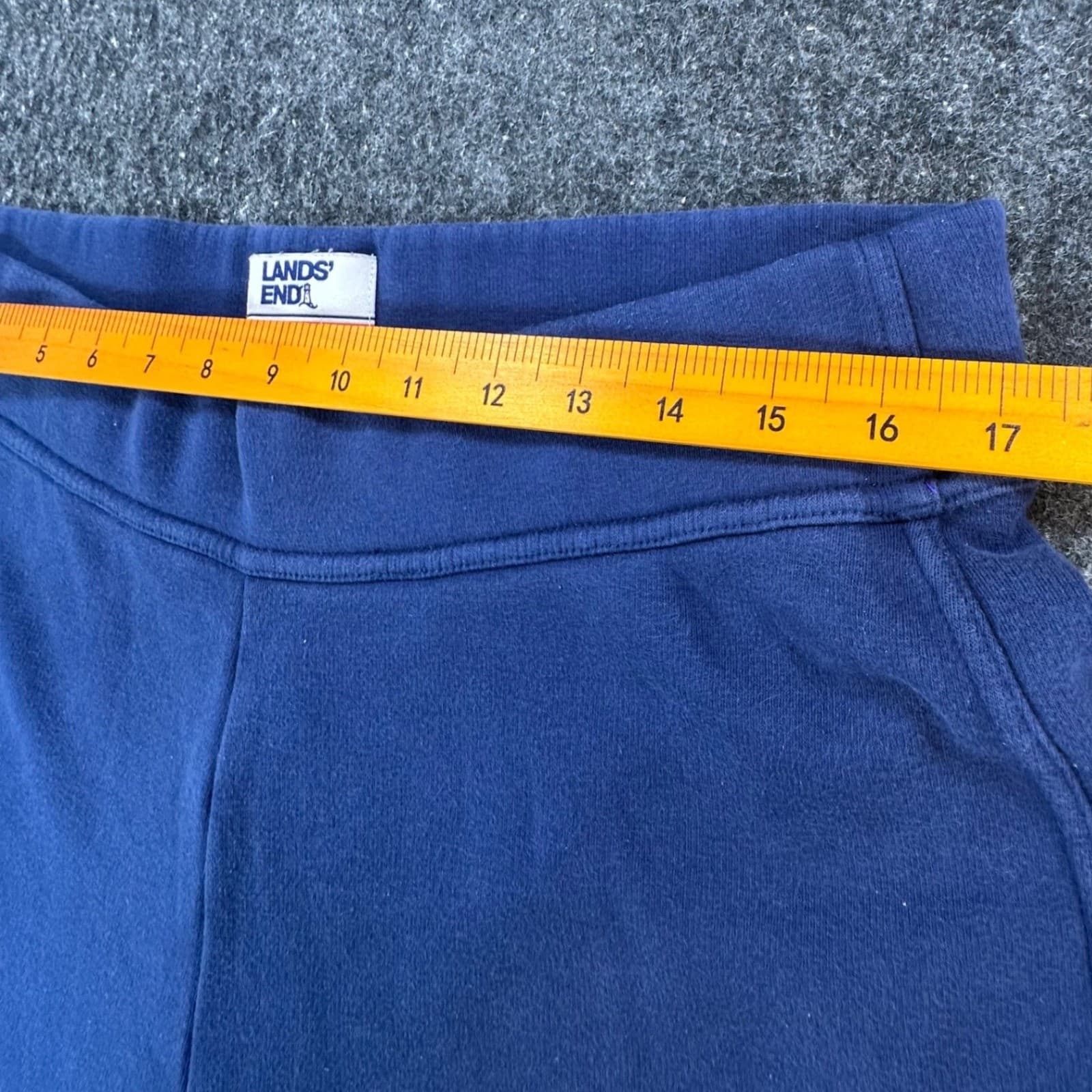 Lands End Serious Sweats Pants Womens L 14-16 Blue Cotton Blend Slim Tapered - Thumbnail 5