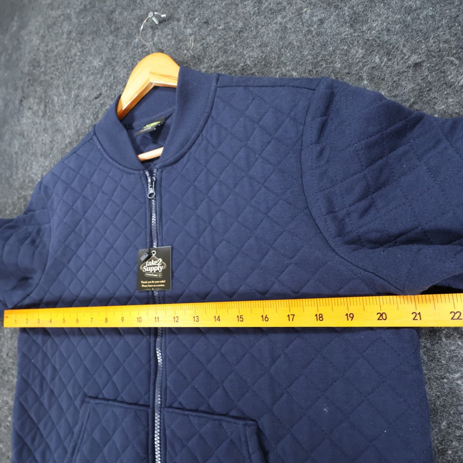 Athletic Works Quilted Bomber Jacket Girls M 8-10 Navy Blue Cotton Zip Up Coat - Thumbnail 3
