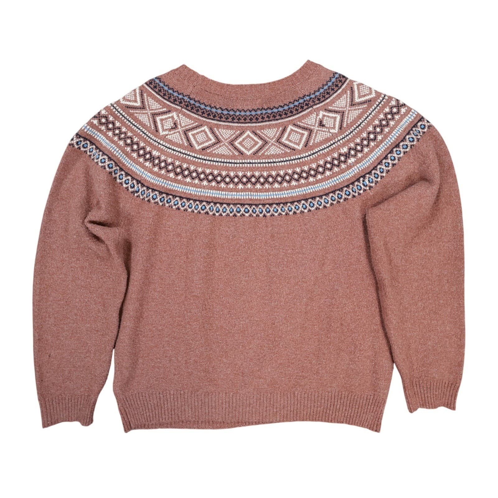 Weatherproof Vintage Sweater Womens Large Mauve Pink Poly Blend Fair Isle Nordic - Thumbnail 2