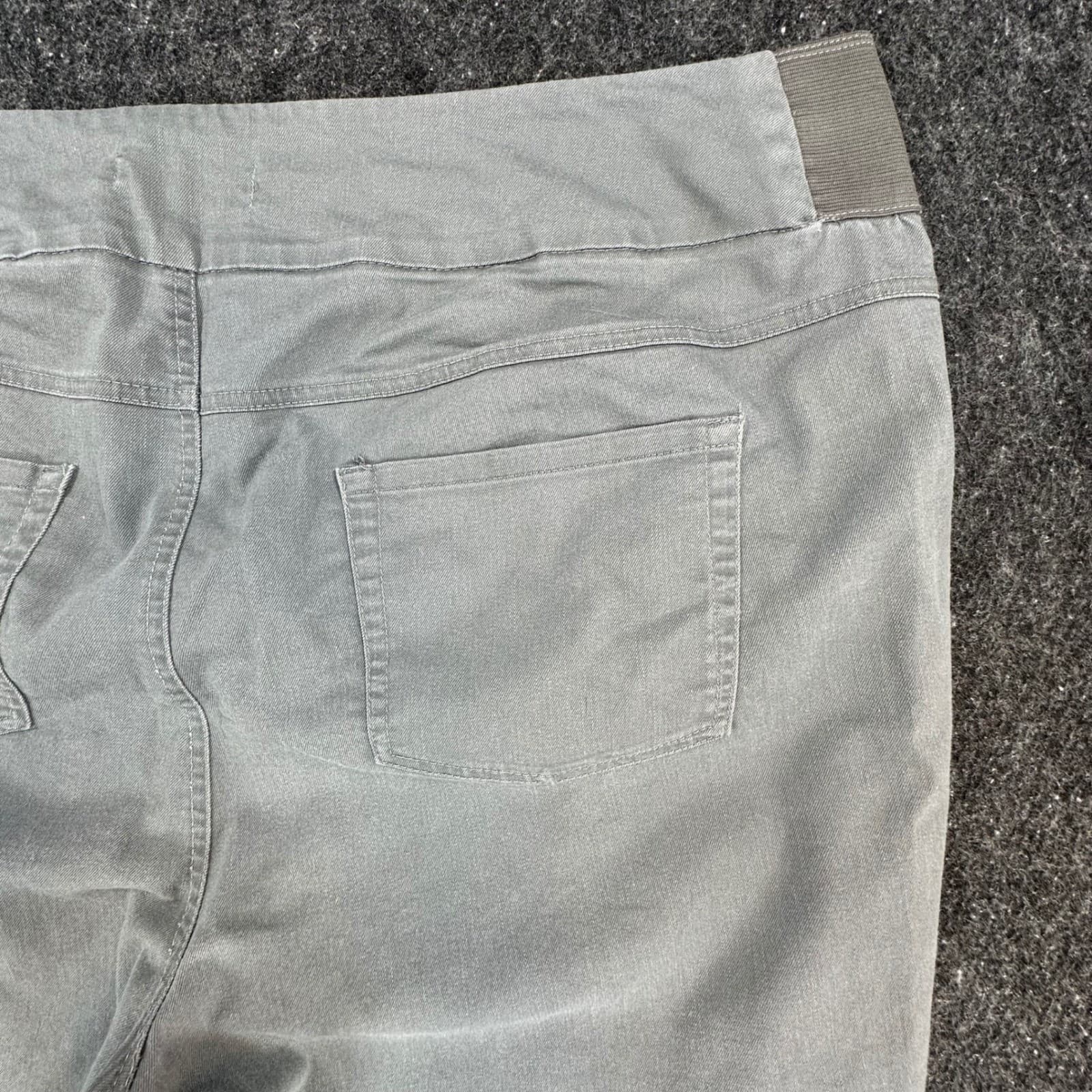 Woman Within Crop Pants Womens 24W Gray Cotton Blend Pull On Stretch Casual - Thumbnail 11
