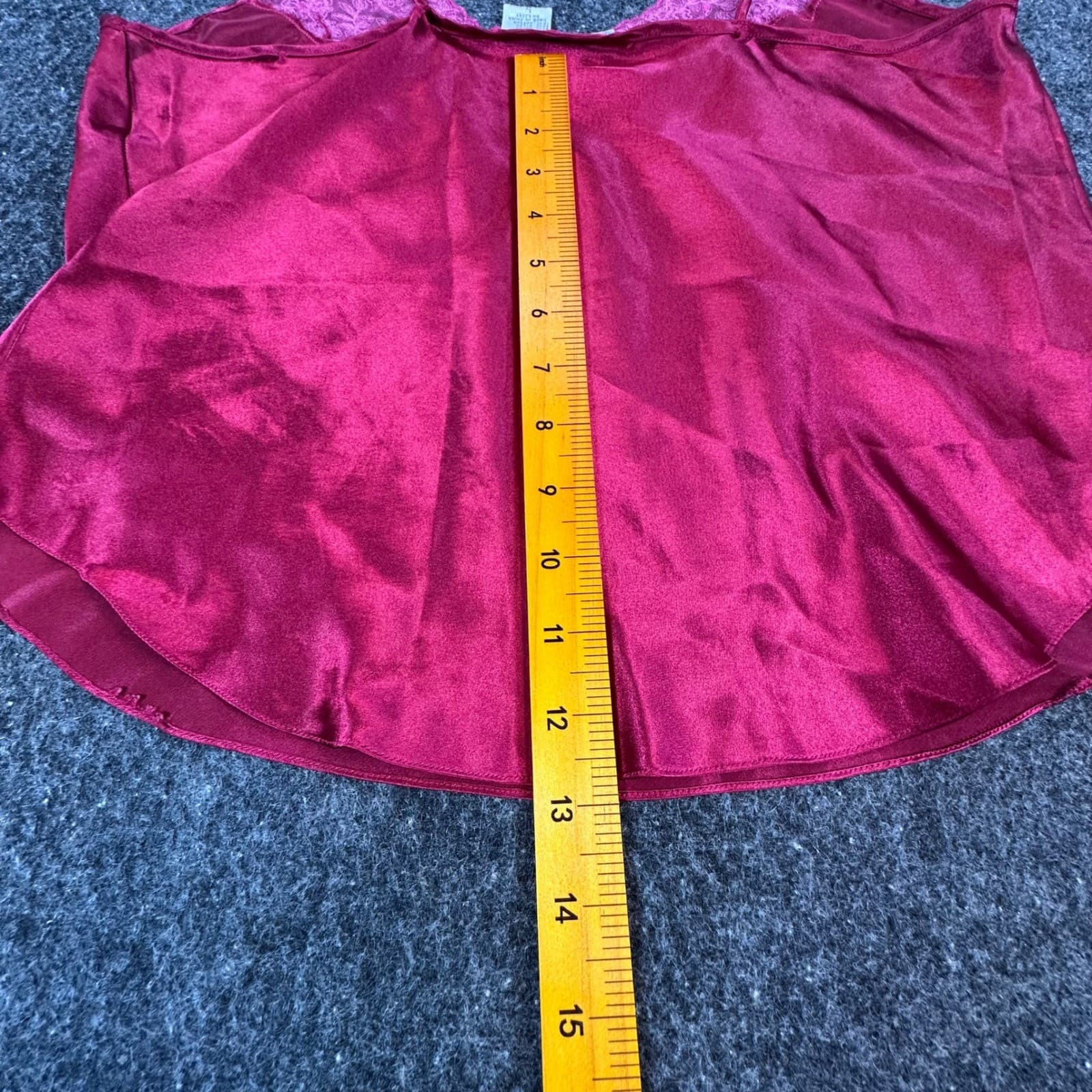 Cacique Cami Top Womens Large Burgundy Red Polyester Satin Lace Trim Lingerie - Thumbnail 4