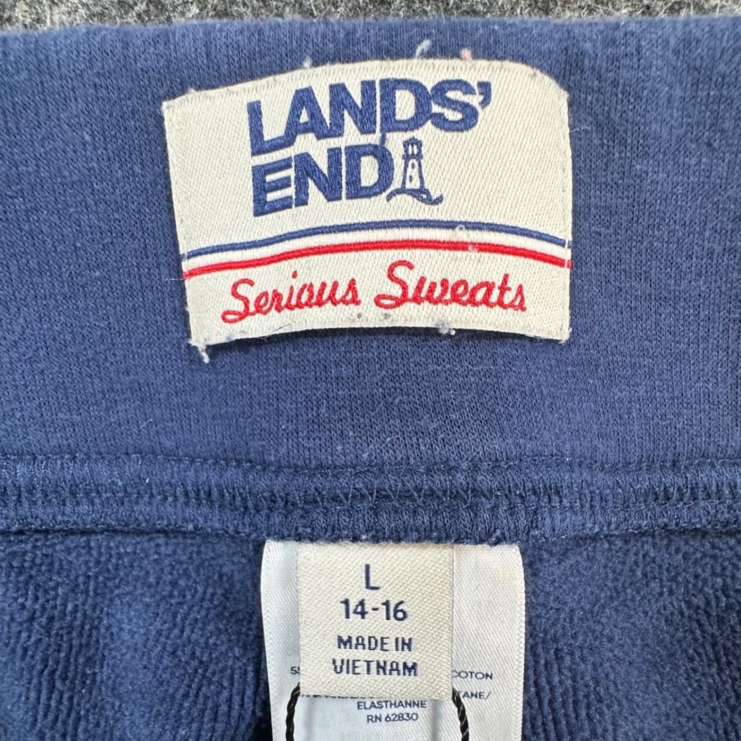 Lands End Serious Sweats Pants Womens L 14-16 Blue Cotton Blend Slim Tapered - Thumbnail 7