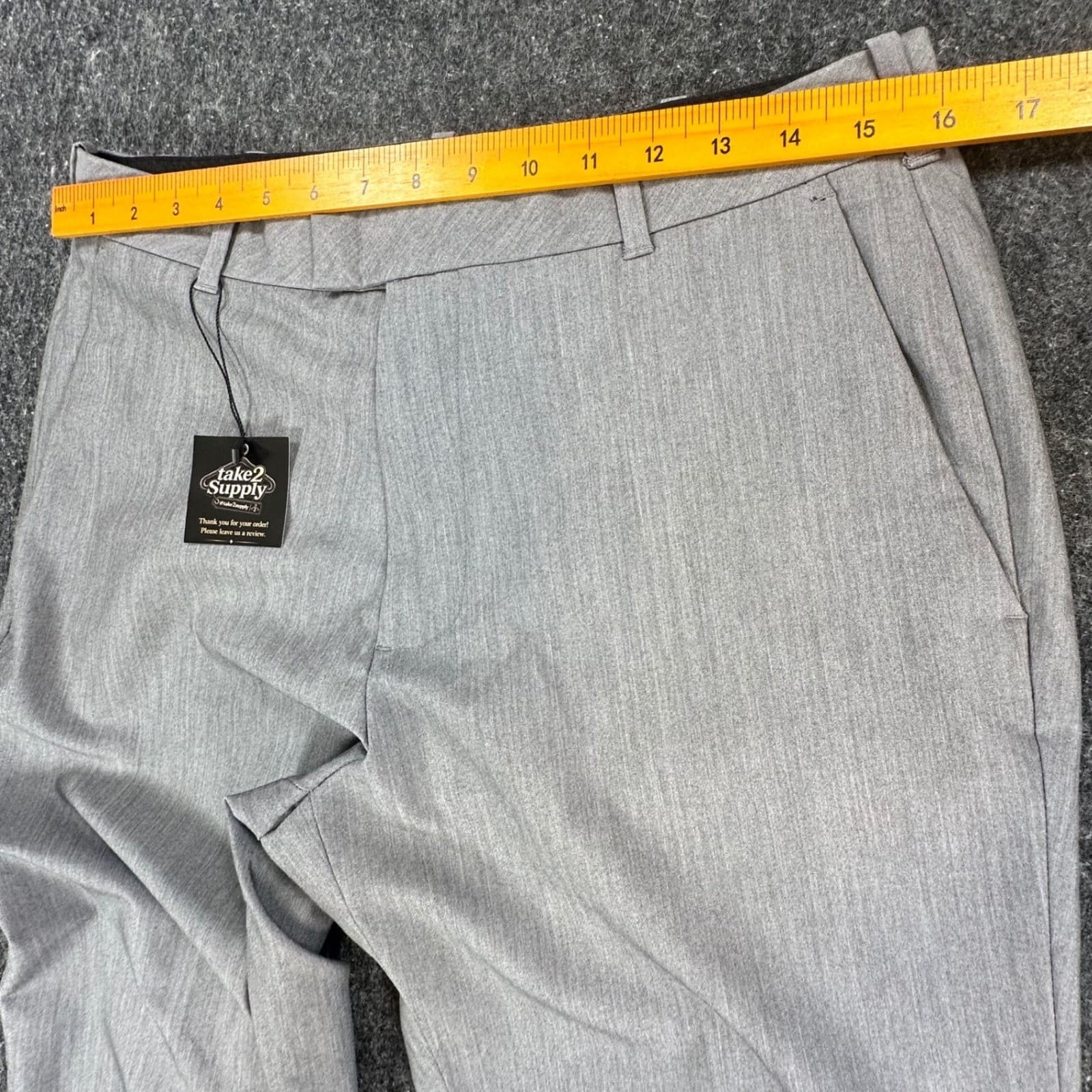Van Heusen Dress Pants Mens 32x29 Gray Polyester Rayon Stretch Flat Front Slacks - Thumbnail 5