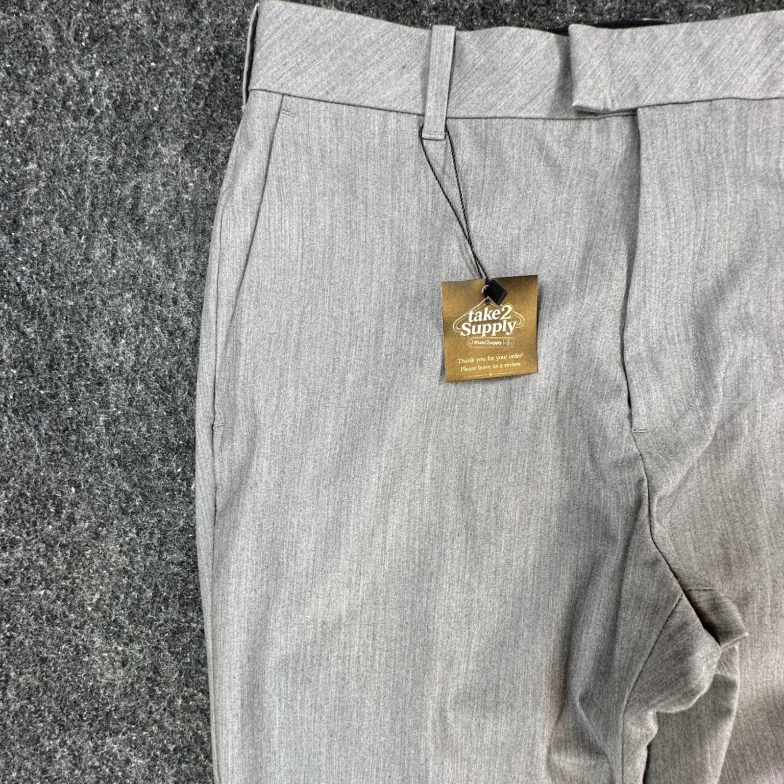 Van Heusen Dress Pants Mens 32x29 Gray Polyester Rayon Stretch Flat Front Slacks - Thumbnail 11
