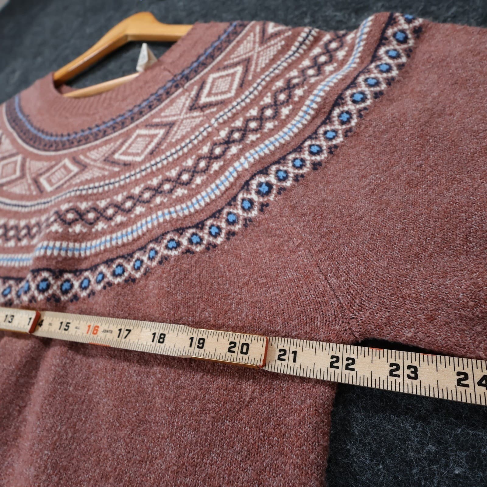 Weatherproof Vintage Sweater Womens Large Mauve Pink Poly Blend Fair Isle Nordic - Thumbnail 3