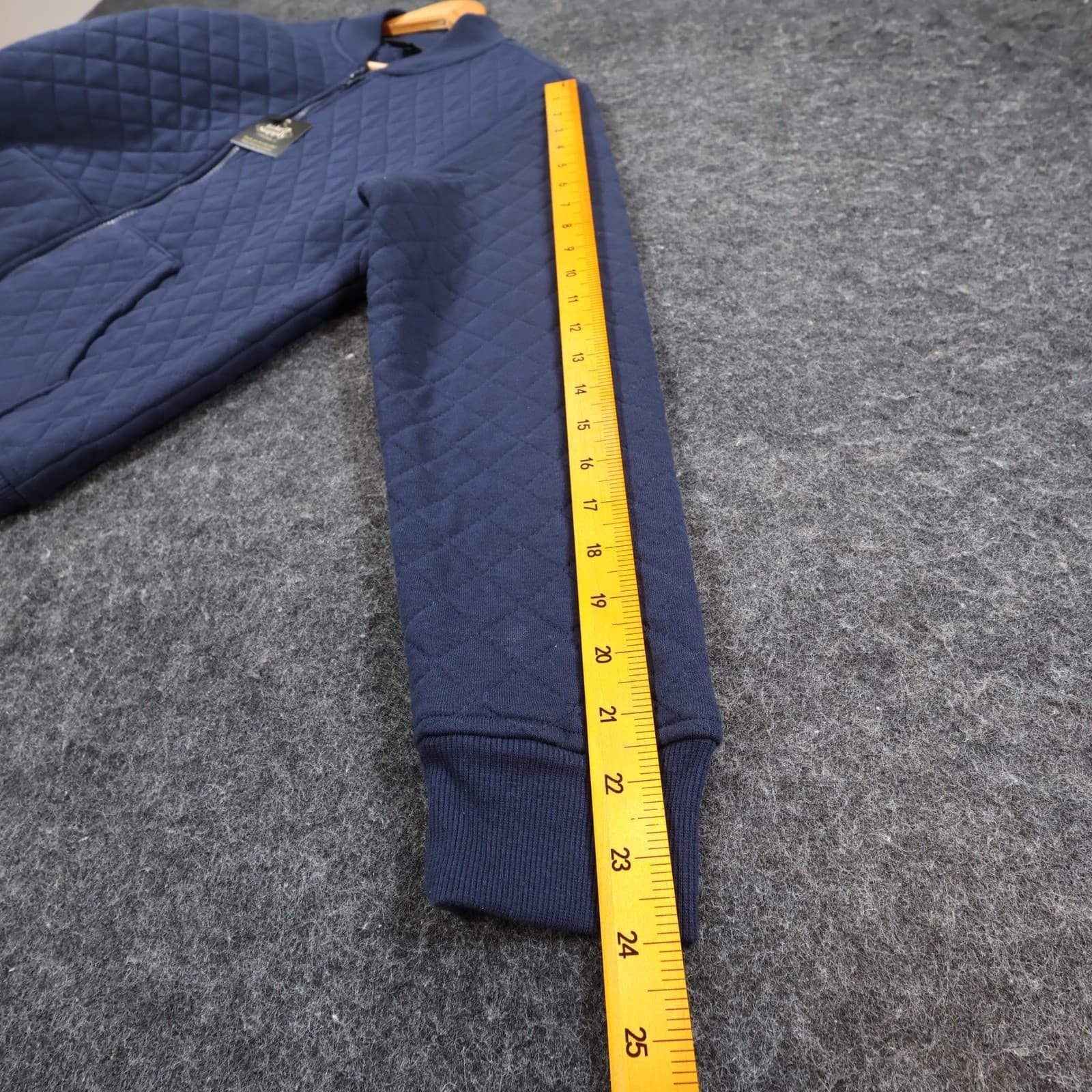 Athletic Works Quilted Bomber Jacket Girls M 8-10 Navy Blue Cotton Zip Up Coat - Thumbnail 4