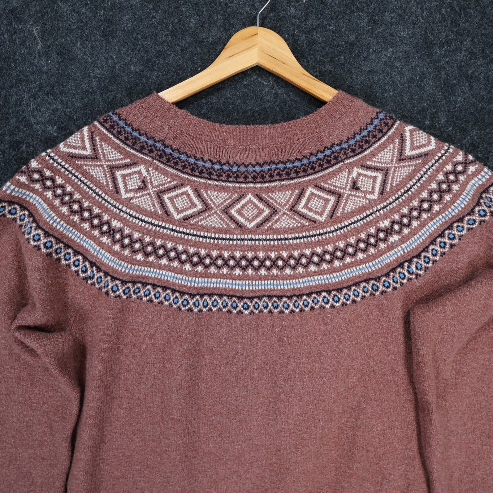 Weatherproof Vintage Sweater Womens Large Mauve Pink Poly Blend Fair Isle Nordic - Thumbnail 9