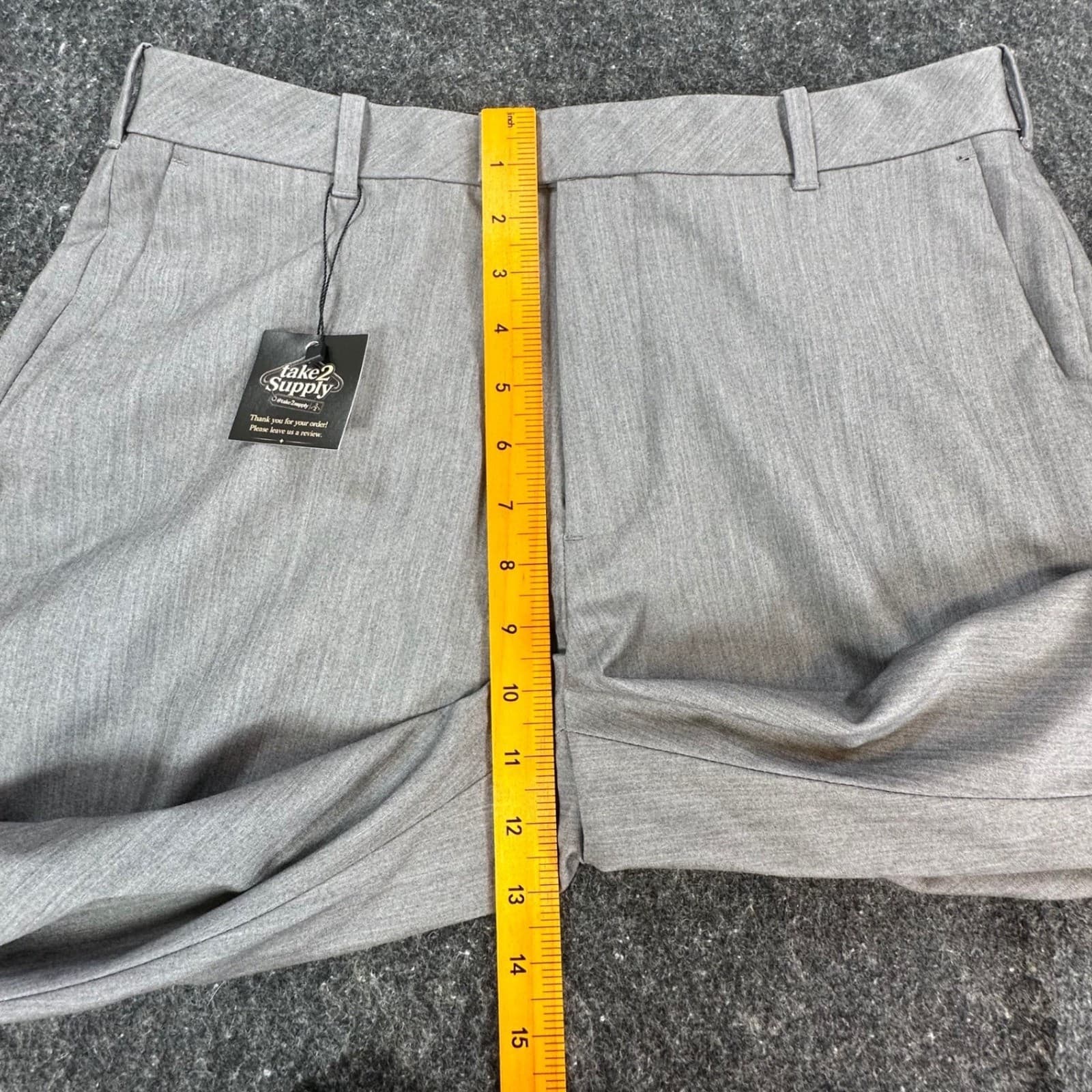 Van Heusen Dress Pants Mens 32x29 Gray Polyester Rayon Stretch Flat Front Slacks - Thumbnail 6