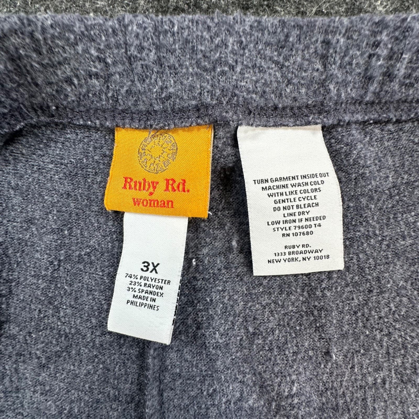 Ruby Rd Pants Womens 3X Gray Polyester Rayon Relaxed Elastic Waist Casual - Thumbnail 7
