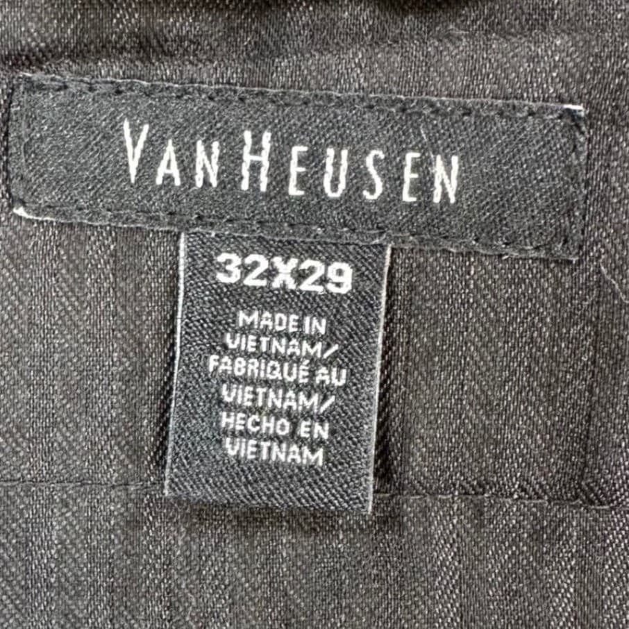 Van Heusen Dress Pants Mens 32x29 Gray Polyester Rayon Stretch Flat Front Slacks - Thumbnail 7