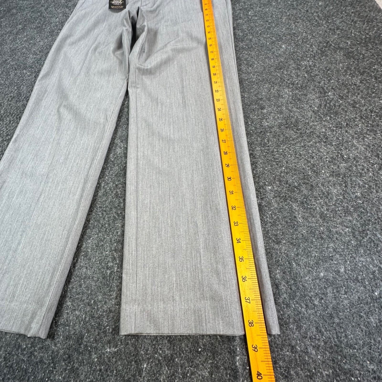 Van Heusen Dress Pants Mens 32x29 Gray Polyester Rayon Stretch Flat Front Slacks - Thumbnail 3