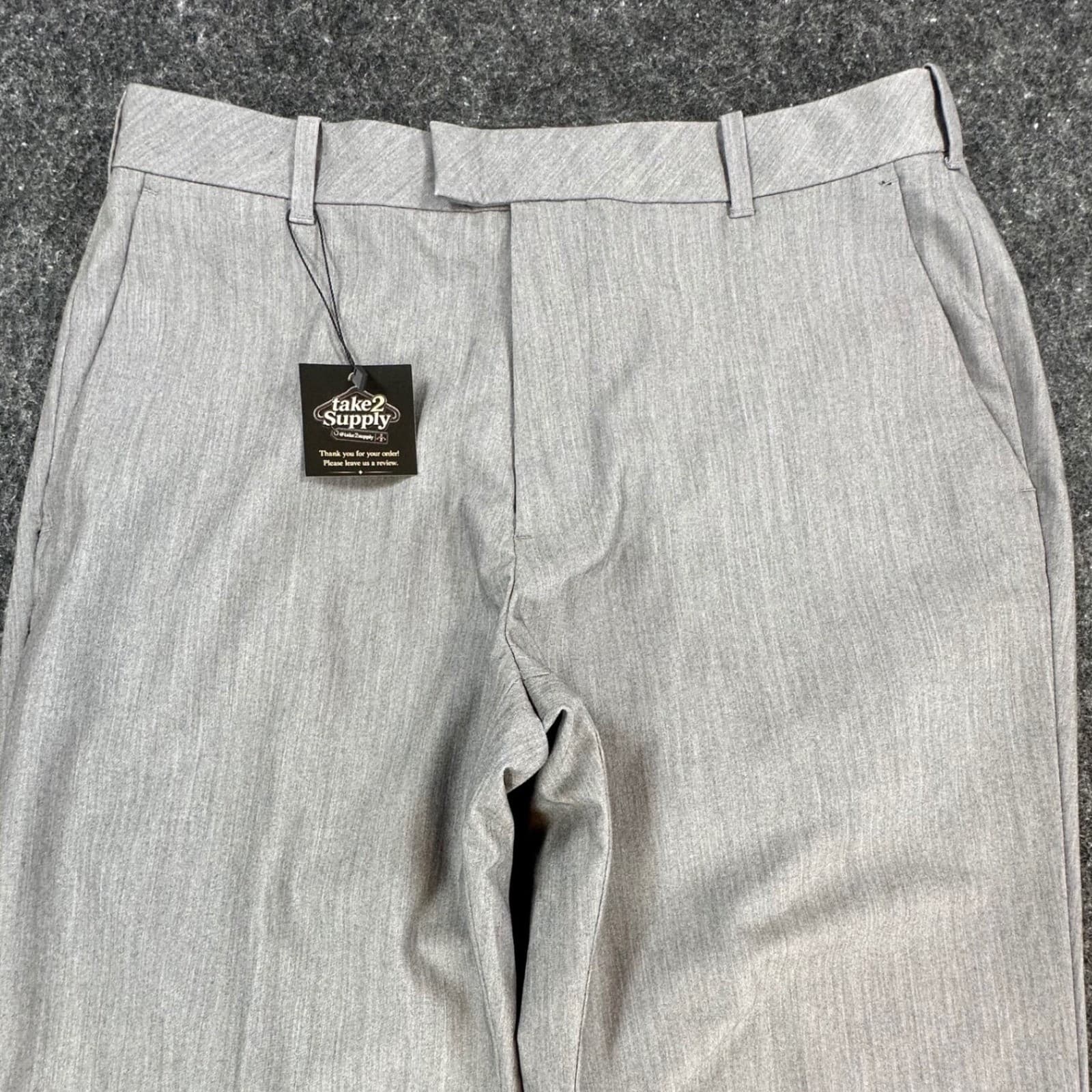 Van Heusen Dress Pants Mens 32x29 Gray Polyester Rayon Stretch Flat Front Slacks - Thumbnail 9