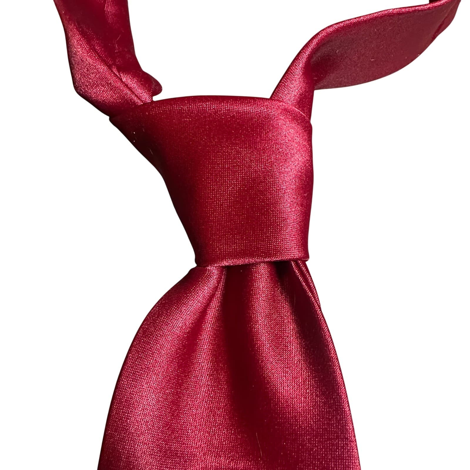 Steven Harris Necktie Mens 58" Burgundy Red Solid Classic Satin - Thumbnail 2