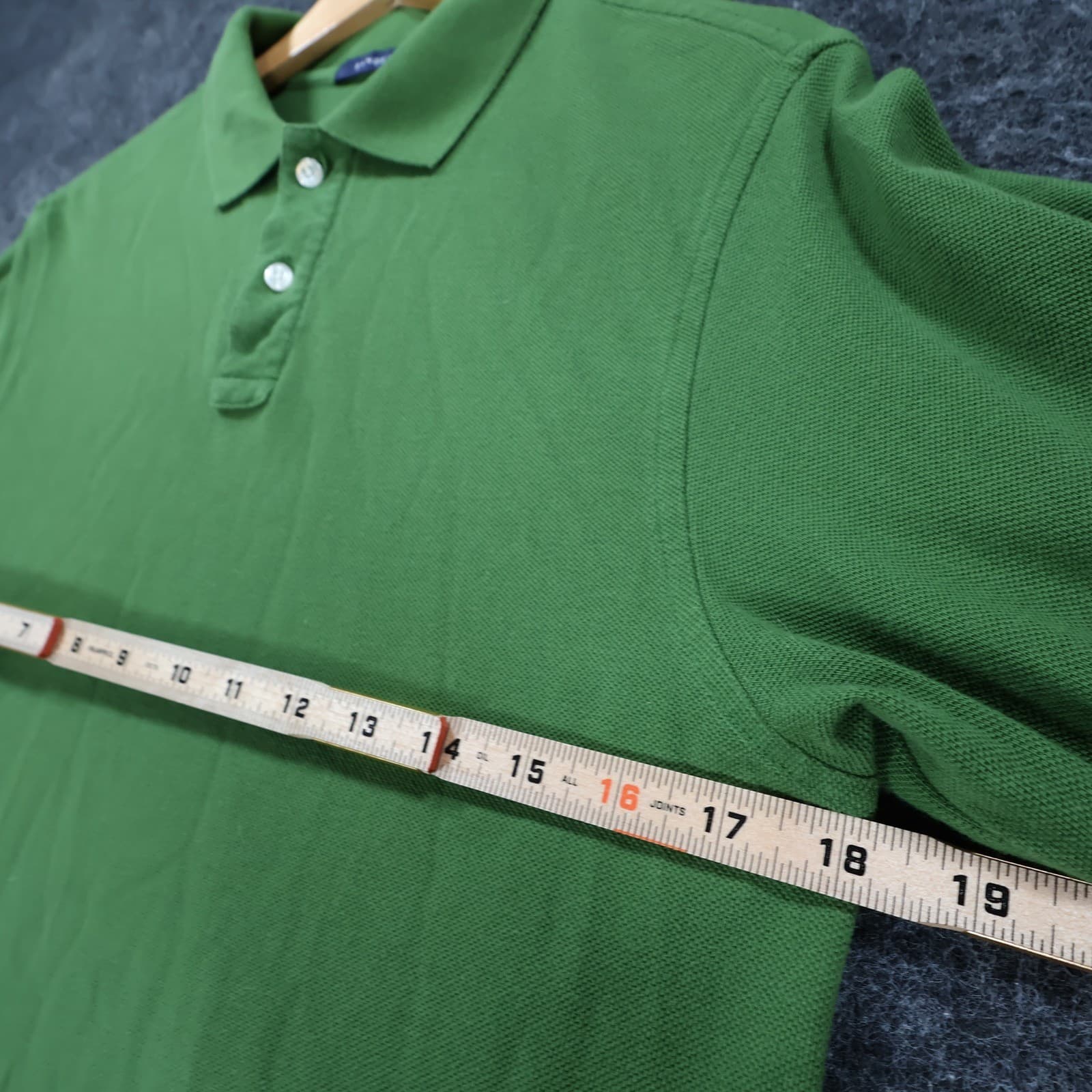 Lands' End Polo Boys L Green Excellent Long Sleeve Pique Cotton Shirt - Thumbnail 3
