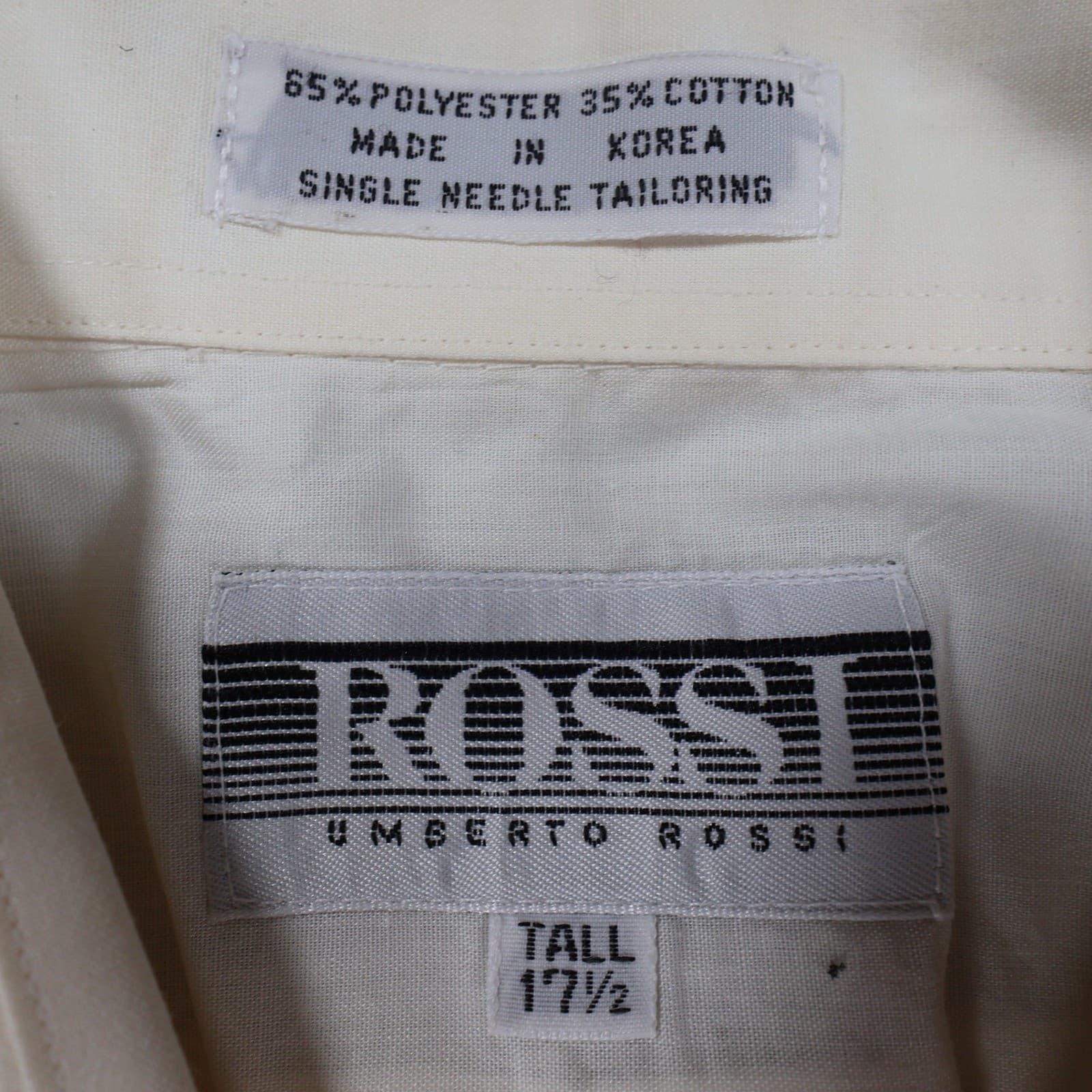 Umberto Rossi Button Down Mens 17.5 Ivory Excellent Short Sleeve - Thumbnail 7