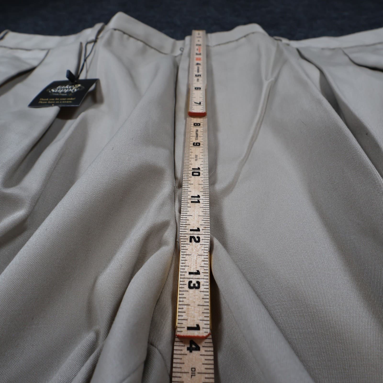 Lands End Chinos Mens 44 Long Beige Excellent Pleated Twill - Thumbnail 5