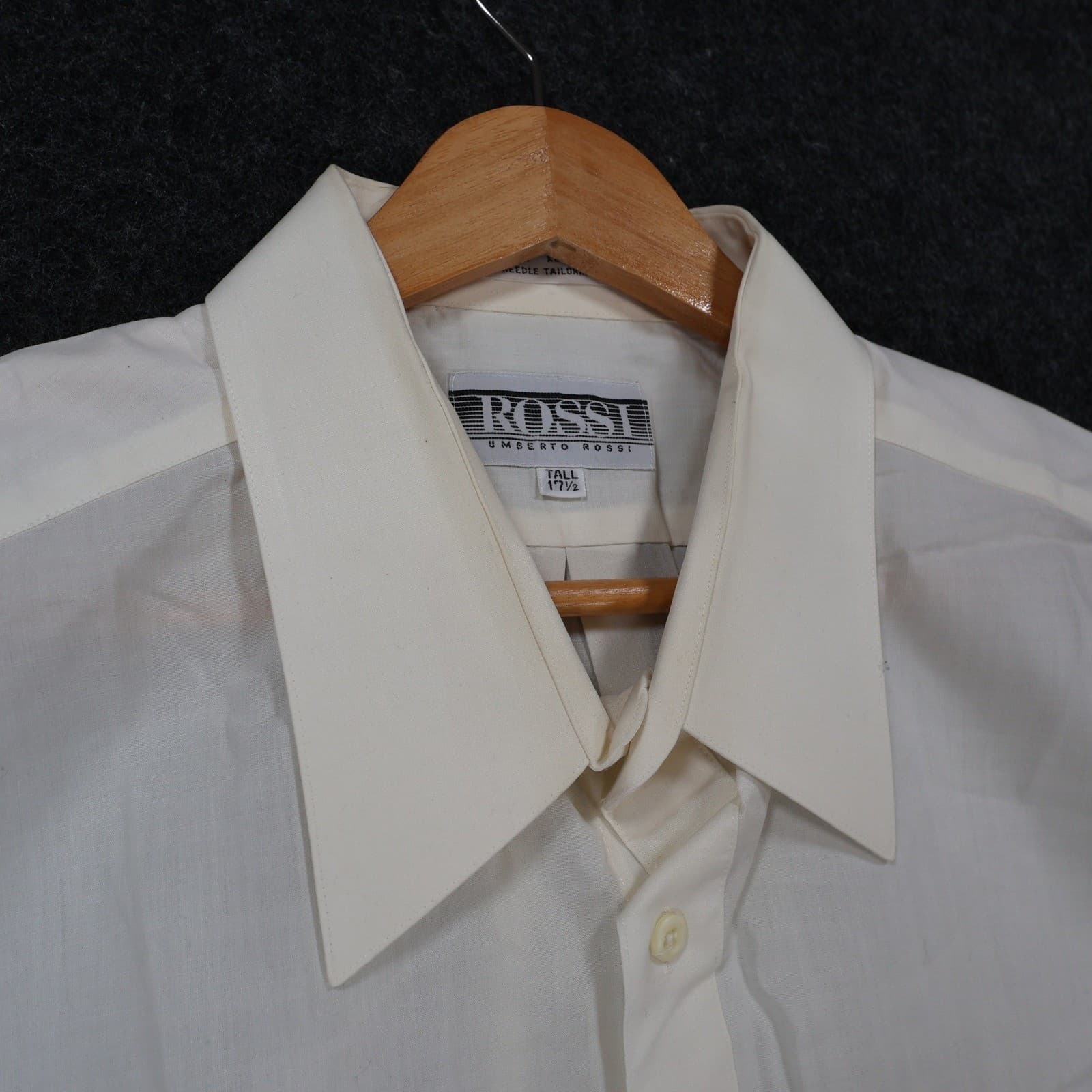 Umberto Rossi Button Down Mens 17.5 Ivory Excellent Short Sleeve - Thumbnail 8