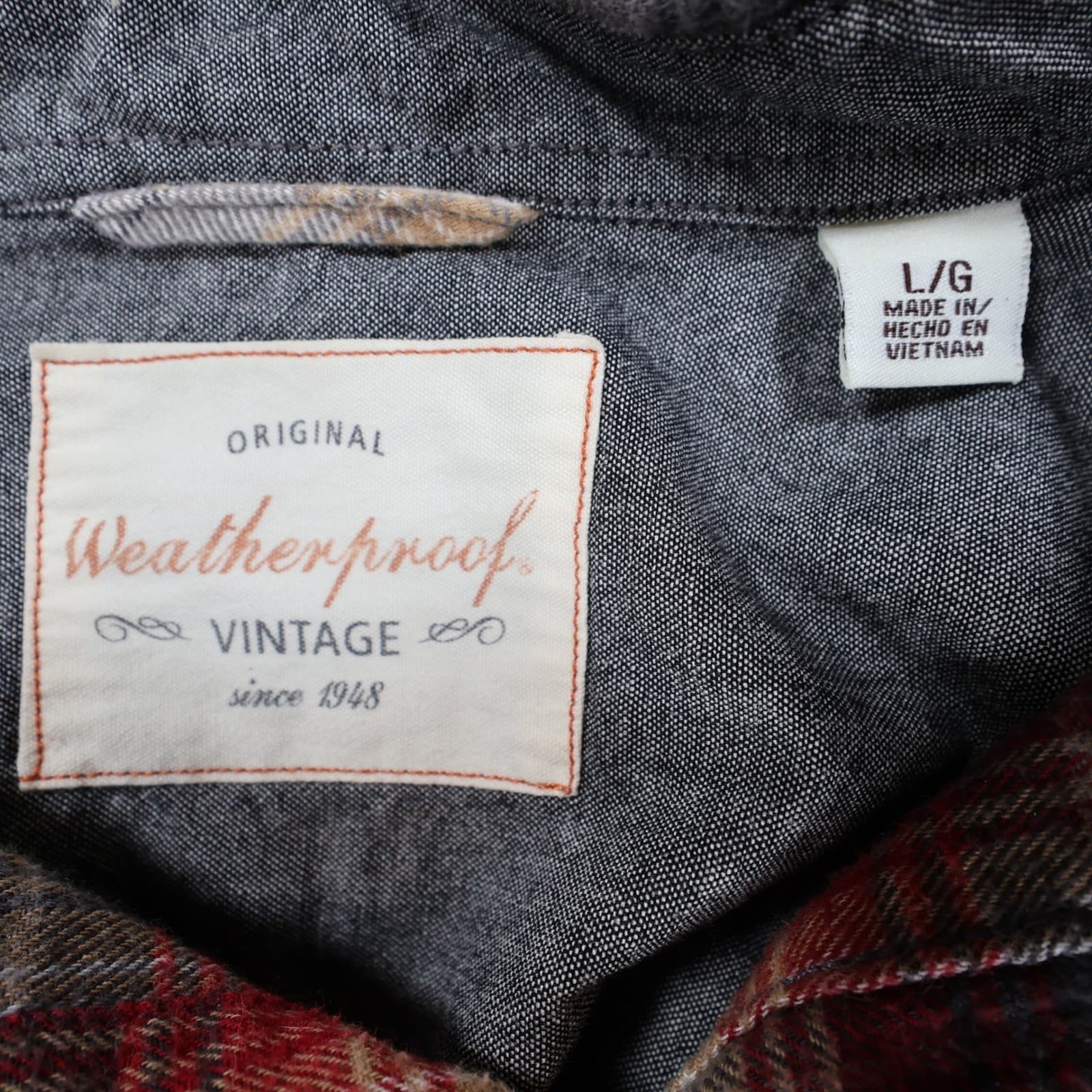 Weatherproof Vintage Flannel Mens L Red Excellent Plaid Button Up - Thumbnail 7