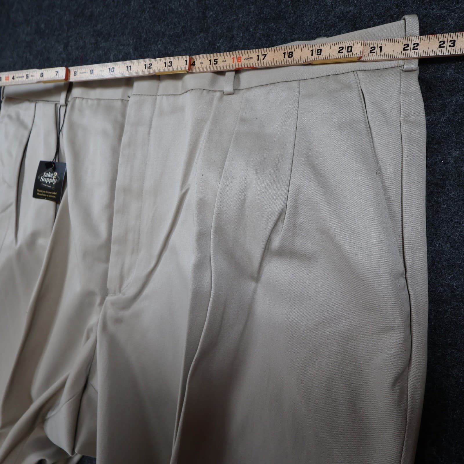 Lands End Chinos Mens 44 Long Beige Excellent Pleated Twill - Thumbnail 6