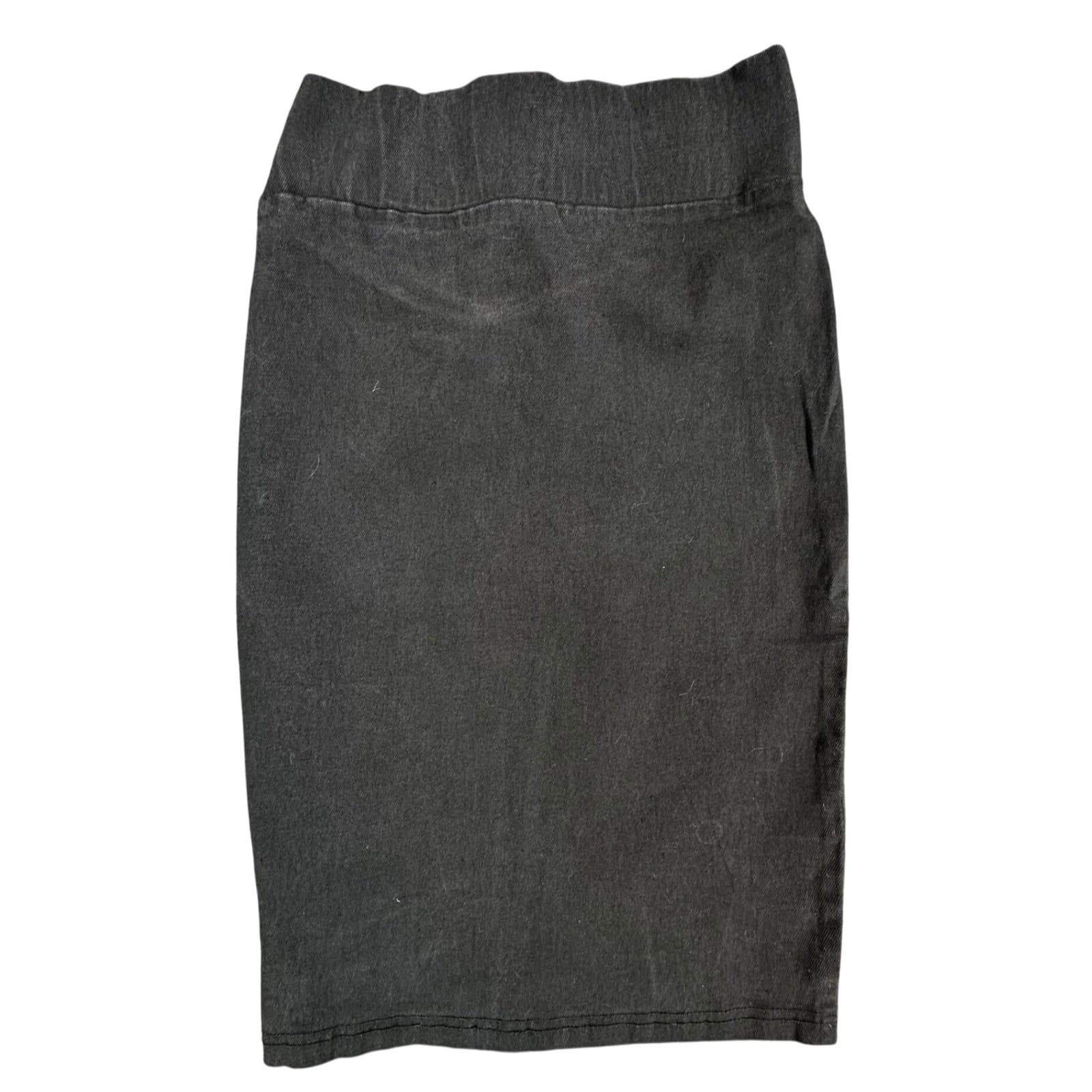 Forever 21 Pencil Skirt Womens S Black Cotton Blend Crossover V-Waist Bodycon - Thumbnail 2