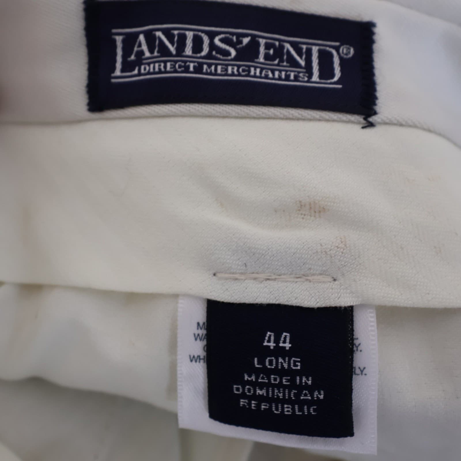 Lands End Chinos Mens 44 Long Beige Excellent Pleated Twill - Thumbnail 7