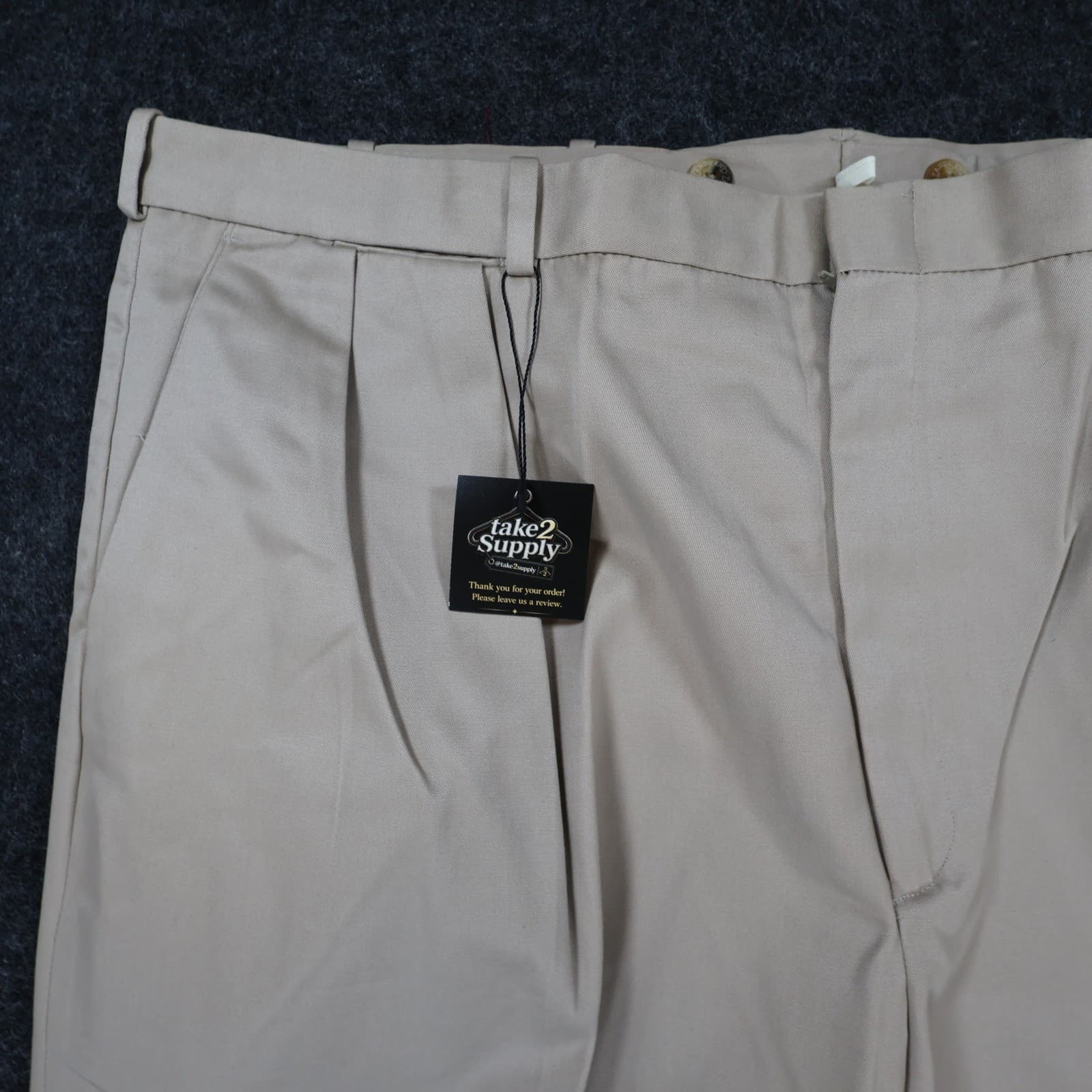 Lands End Chinos Mens 44 Long Beige Excellent Pleated Twill - Thumbnail 9
