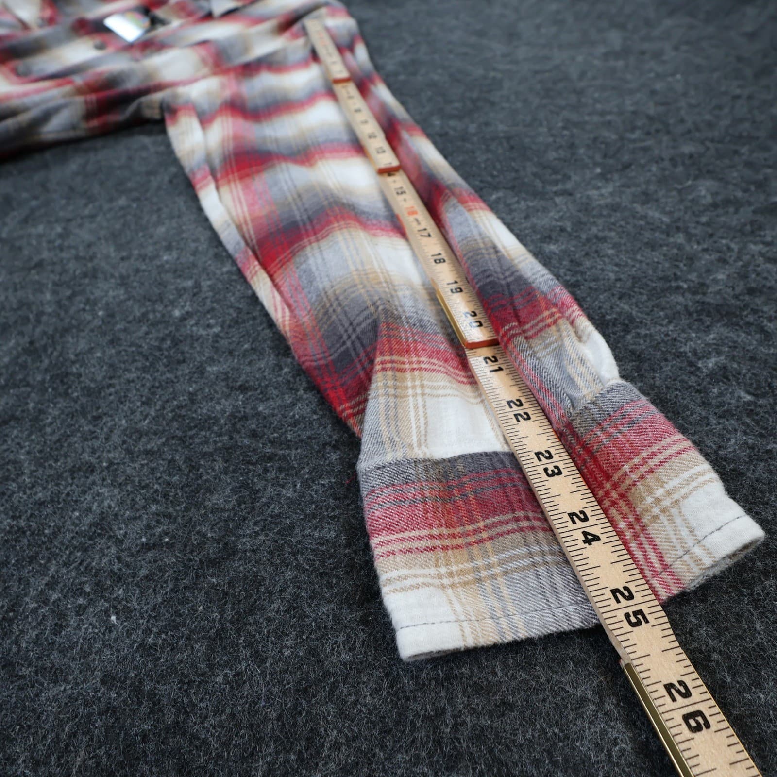 Weatherproof Vintage Flannel Mens L Red Excellent Plaid Button Up - Thumbnail 4