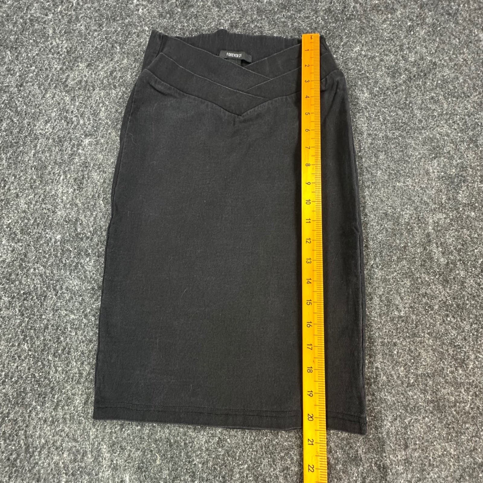 Forever 21 Pencil Skirt Womens S Black Cotton Blend Crossover V-Waist Bodycon - Thumbnail 3