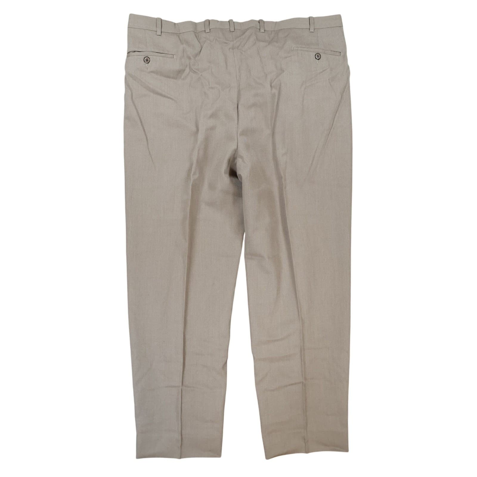 Context Pleated Dress Pants Mens 44 Brown Excellent 100% Wool Made in Canada - Thumbnail 2