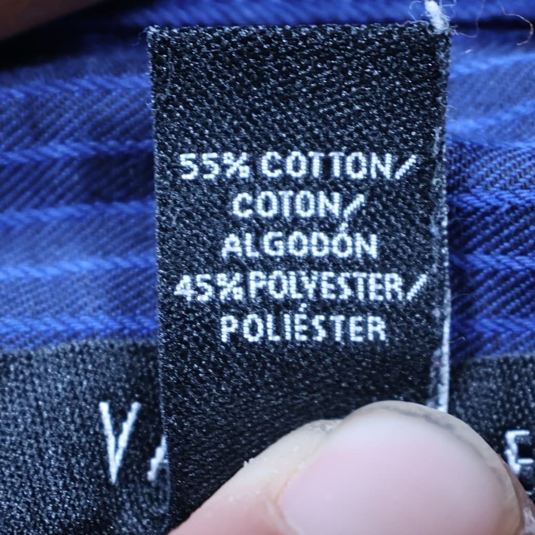 Van Heusen Button Down Mens XXL Blue Excellent Striped - Thumbnail 8