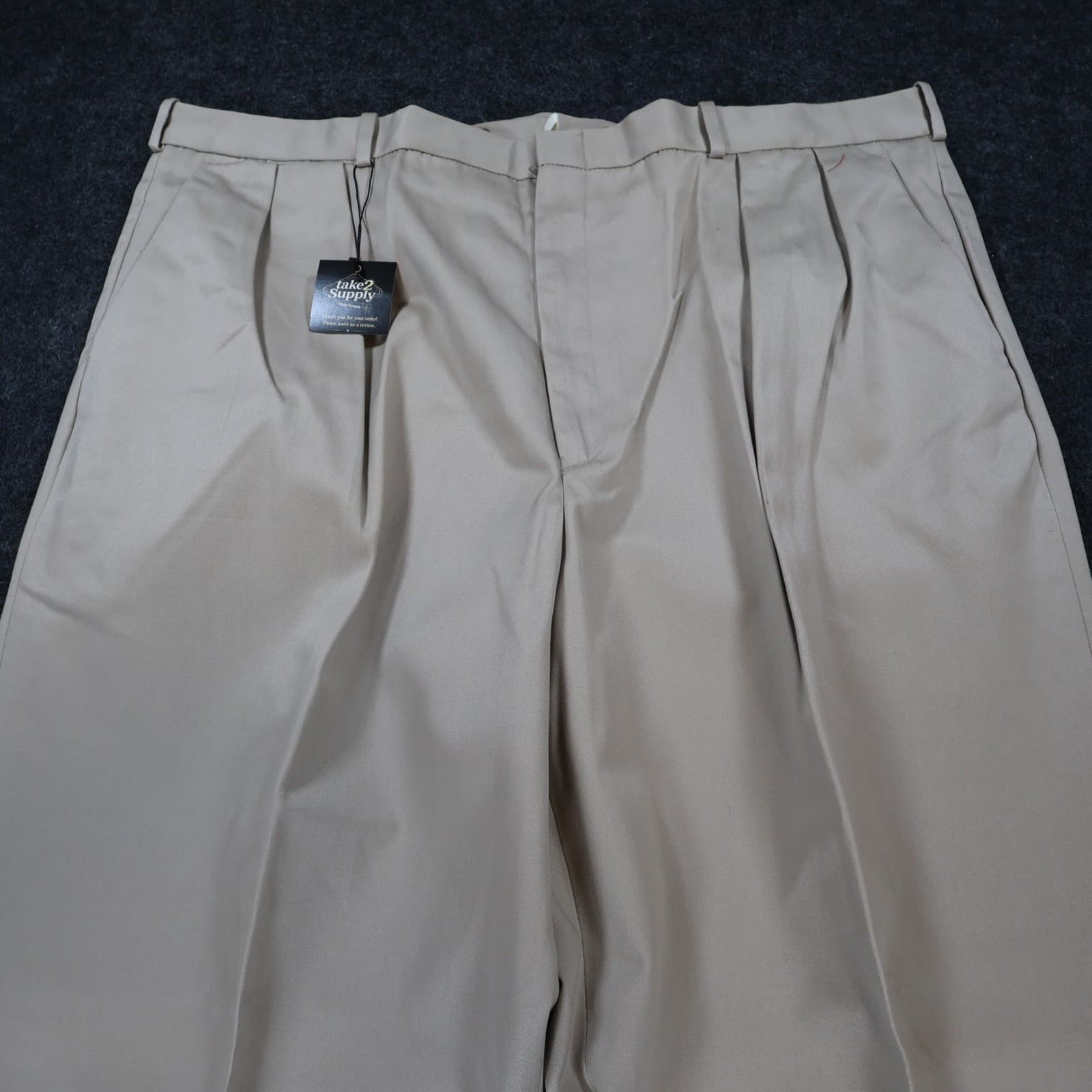 Lands End Chinos Mens 44 Long Beige Excellent Pleated Twill - Thumbnail 11