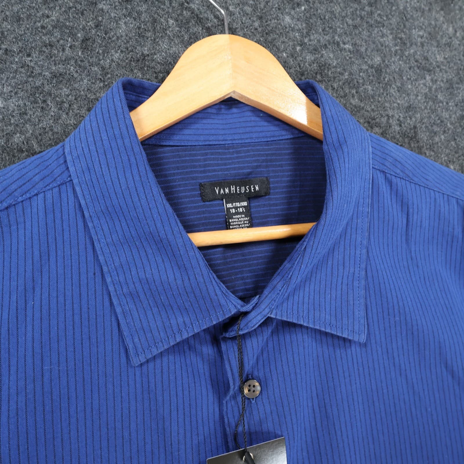 Van Heusen Button Down Mens XXL Blue Excellent Striped - Thumbnail 9