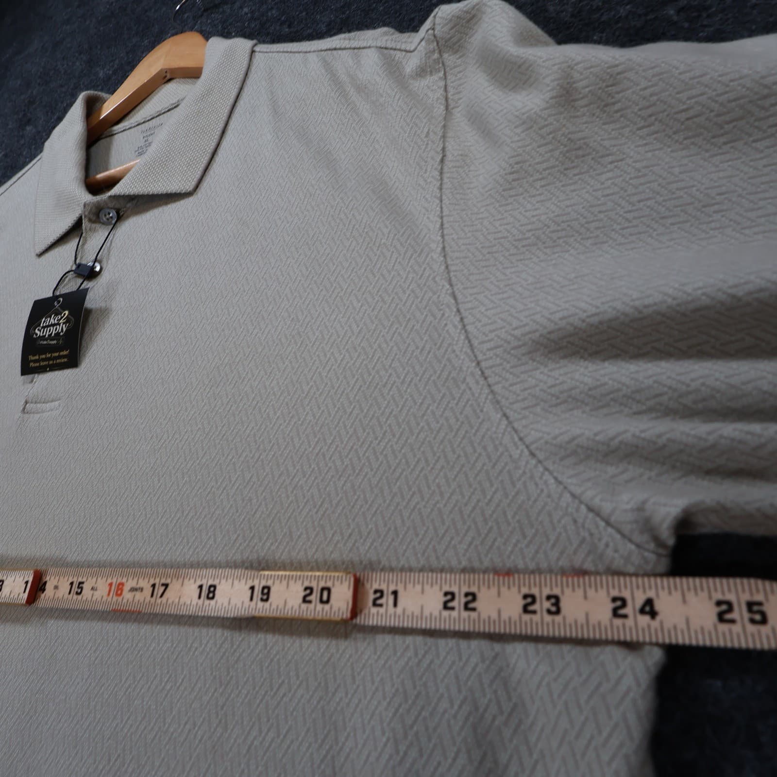 Van Heusen Polo Mens XL Beige Excellent Long Sleeve Textured Knit - Thumbnail 3
