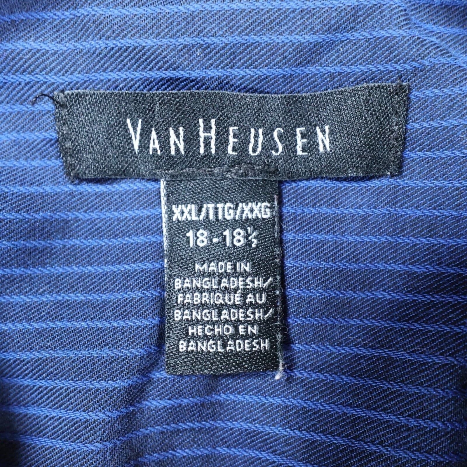 Van Heusen Button Down Mens XXL Blue Excellent Striped - Thumbnail 7