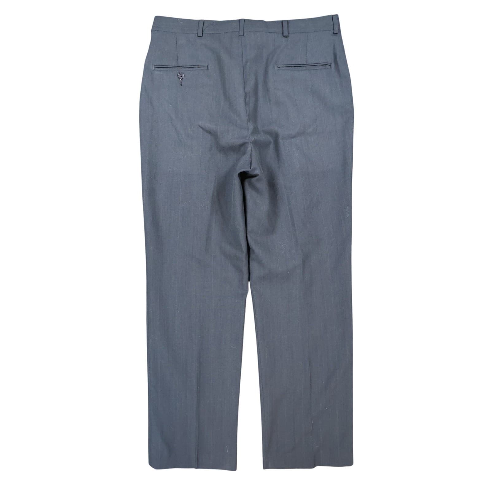 Haggar Dress Pants Mens 36x29 Blue Excellent Pinstripe Pleated - Thumbnail 2